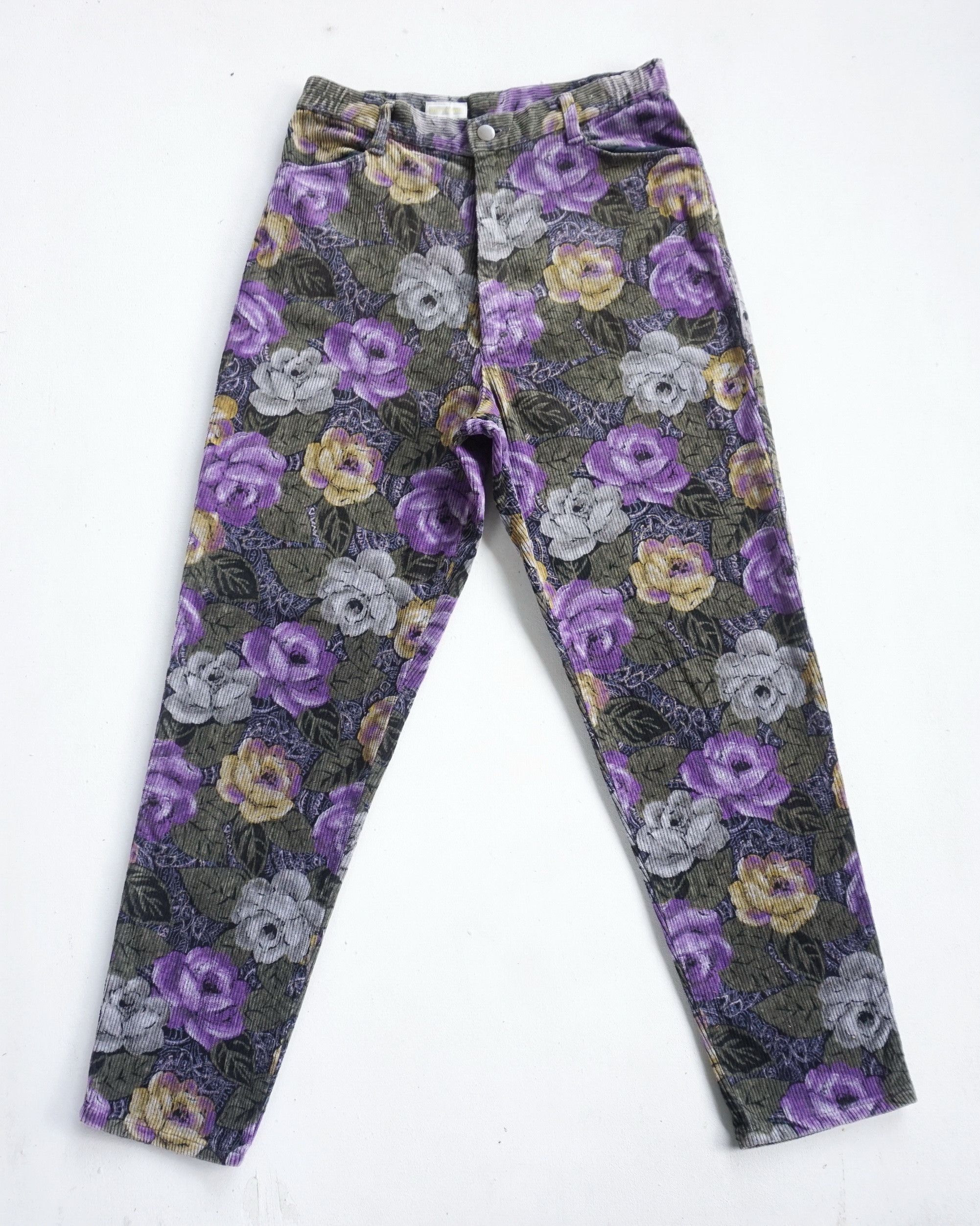 Japanese Brand JUSTY RAYRA Full Printed Floral Corduroy Size 26" / US 2 / IT 38 - 1 Thumbnail