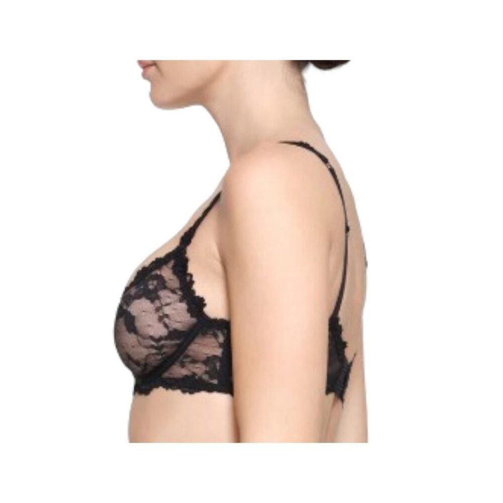Designer SKV1717 Skims NWT Stretch Lace Unlined Demi Bra Onyx 44DDD Size ONE SIZE - 3 Thumbnail