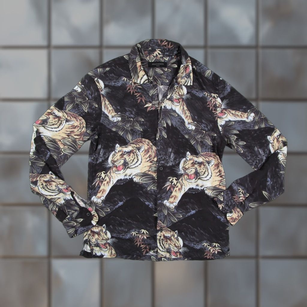 Allsaints VINTAGE AllSaints Shirt Mens Small Black Chokai LS Tiger Print Button Up MS003P Size US S / EU 44-46 / 1 - 1 Thumbnail