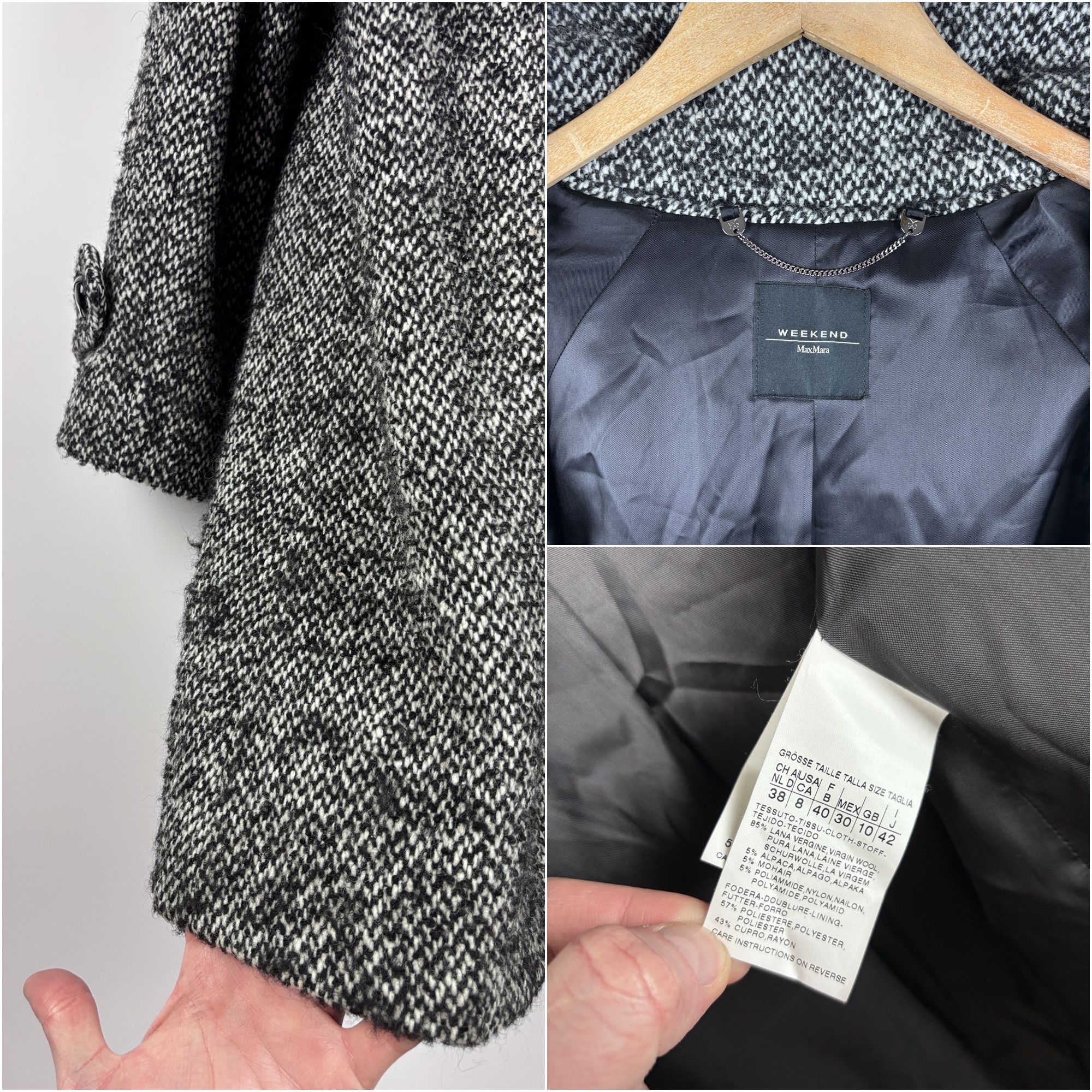 Max Mara × Weekend Max Mara Weekend Max Mara Tweed Wool Alpaca Mohair Coat Size US 8 Size M / US 6-8 / IT 42-44 - 10 Thumbnail