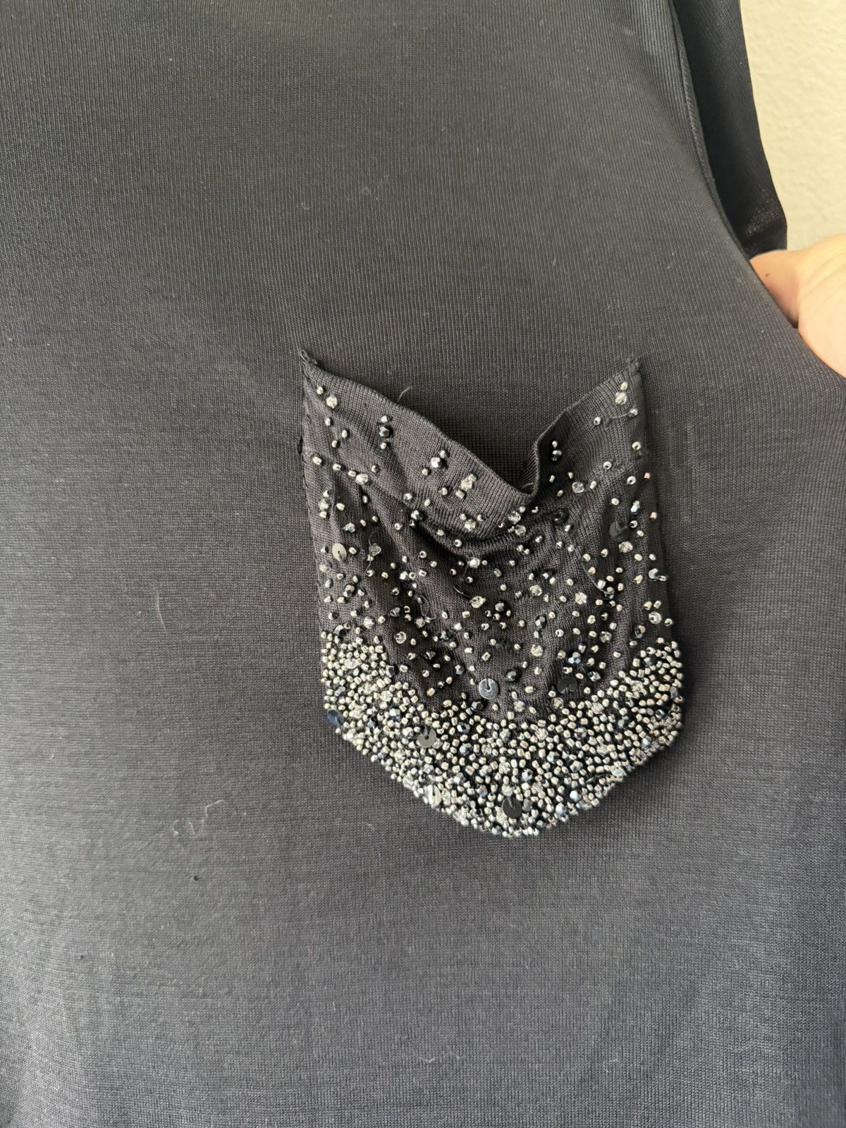 Saint Laurent Paris FW13 Crystal Embellished Silk Pocket Tee Size US XS / EU 42 / 0 - 2 Thumbnail