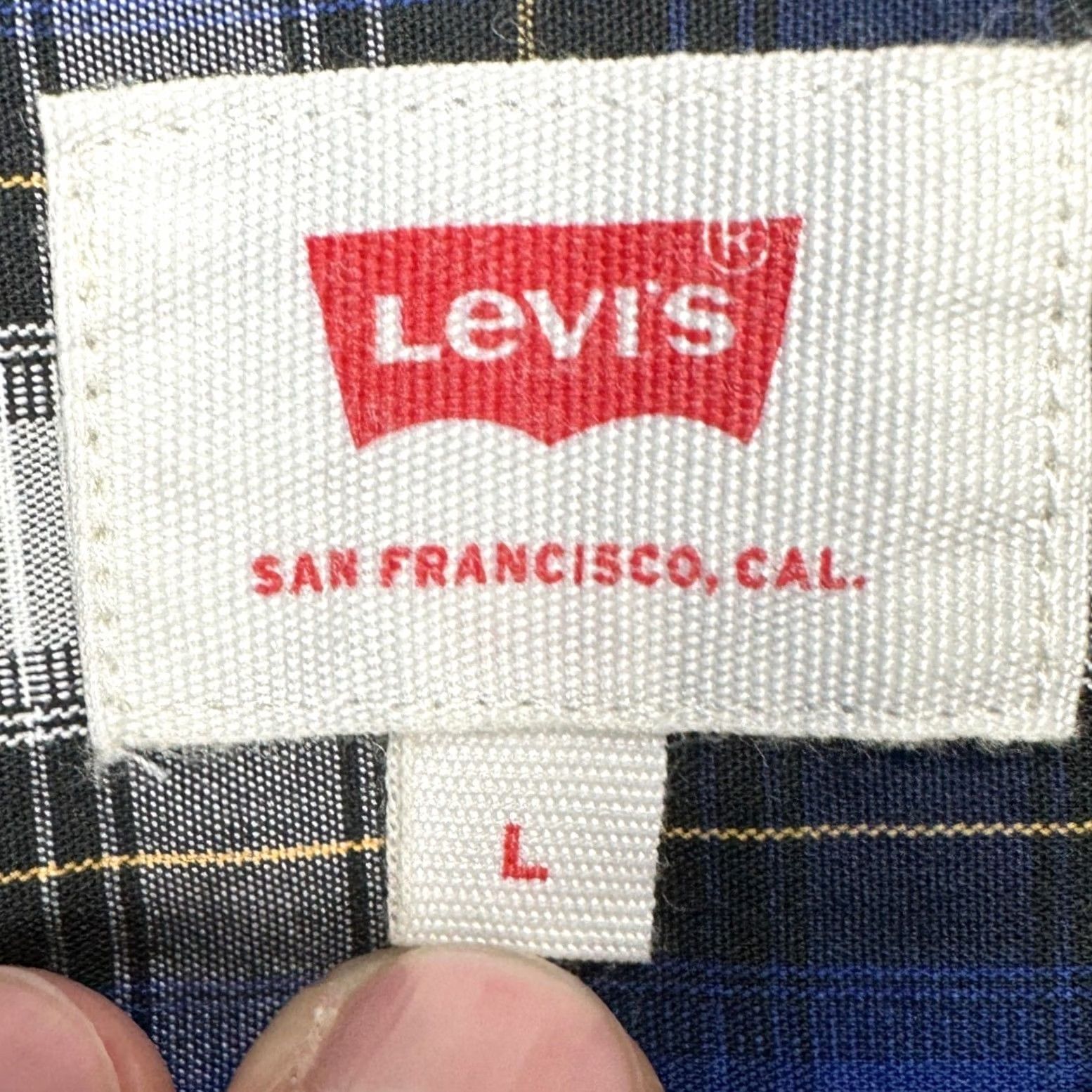 Levi's Levi's Button-Up Shirt Mens Large Blue Black Plaid Long Sleeve Stretch NEW Size US L / EU 52-54 / 3 - 4 Thumbnail