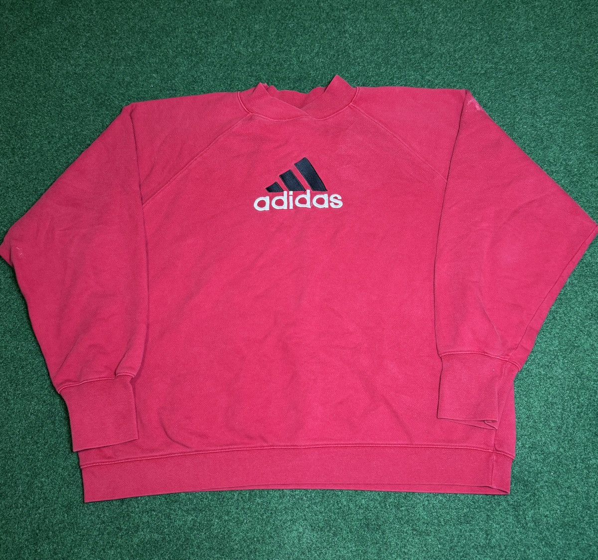 Adidas × Vintage Vintage 90s Adidas Crewneck Red/Pink 3 Stripes Sweatshirt Size L / US 10 / IT 46 - 1 Thumbnail