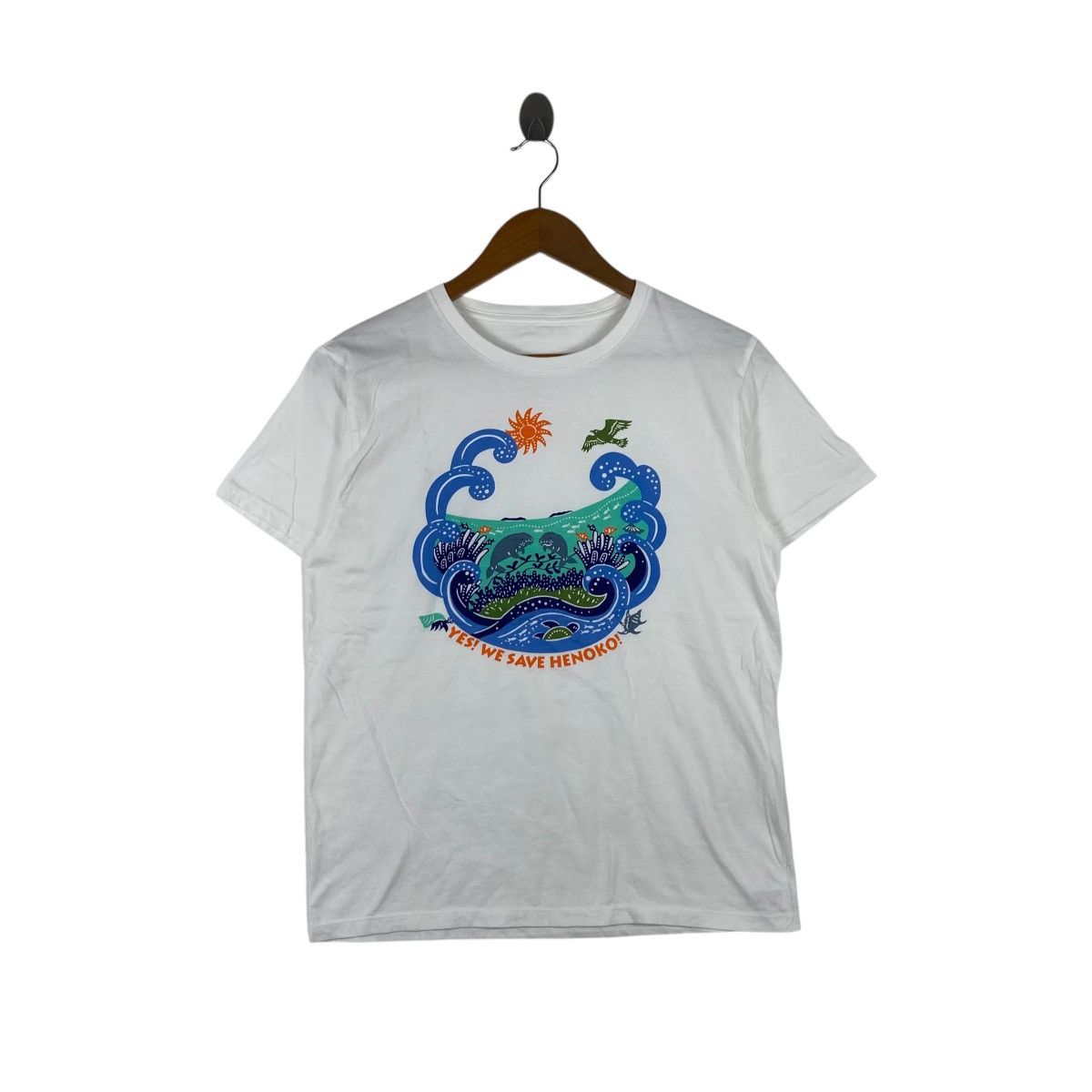 Vintage WE SAVE HENOKO Japan Okinawa Preservation Nature Tee Shirt Size L / US 10 / IT 46 - 1 Thumbnail