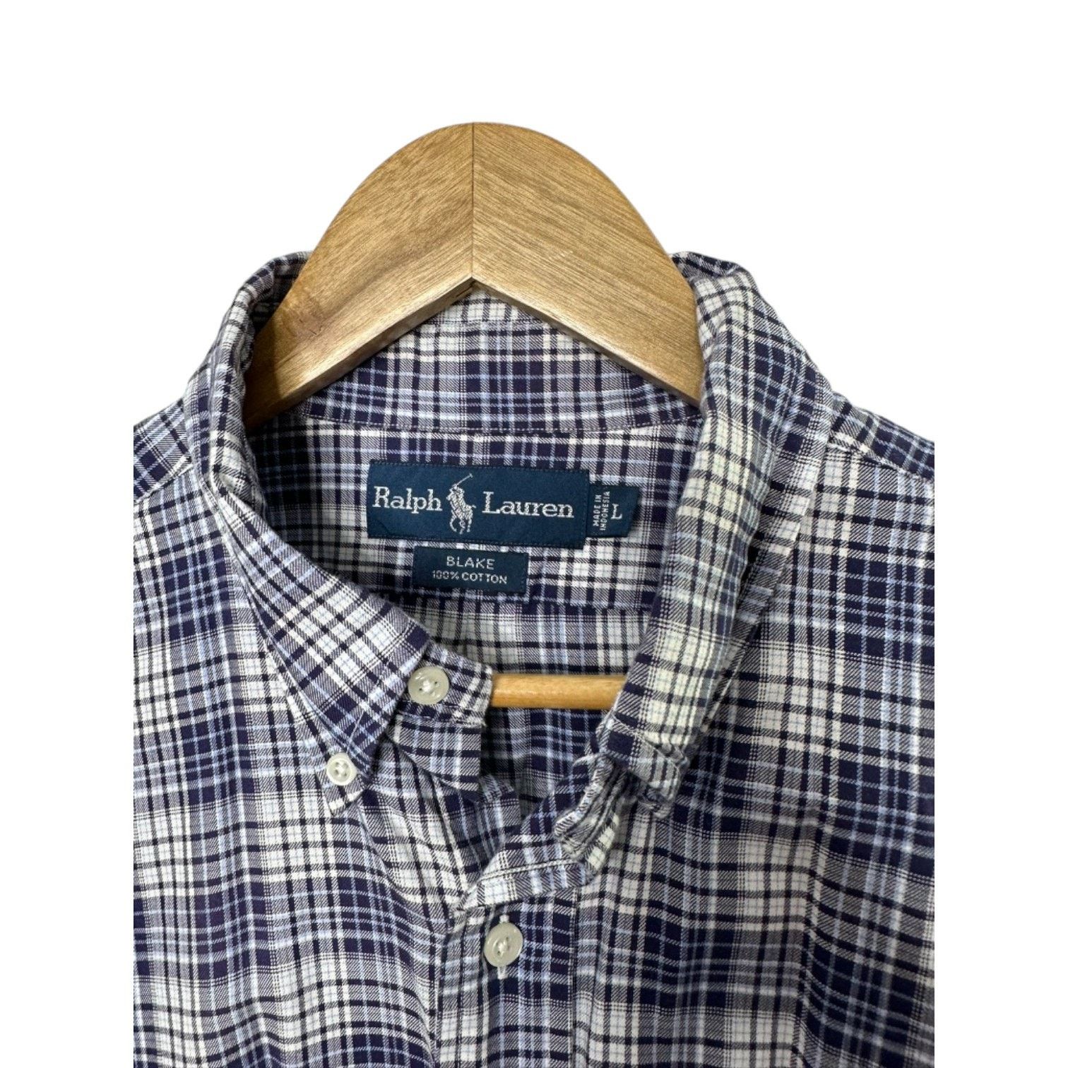 Ralph Lauren Ralph Lauren BLAKE Plaid Button Down Navy Blue Shirt Large Size US L / EU 52-54 / 3 - 3 Thumbnail