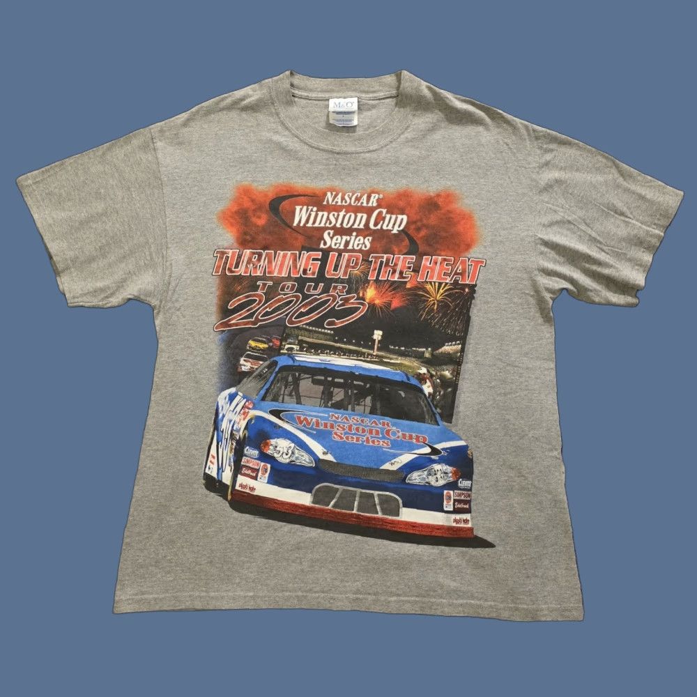 NASCAR VINTAGE NASCAR Winston Cup Series M&O KNITS T Shirt Double Sided Mens Large Gray Cotton Crew Neck Short Sleeve Cars 2000s Mens Size US L / EU 52-54 / 3 - 1 Thumbnail