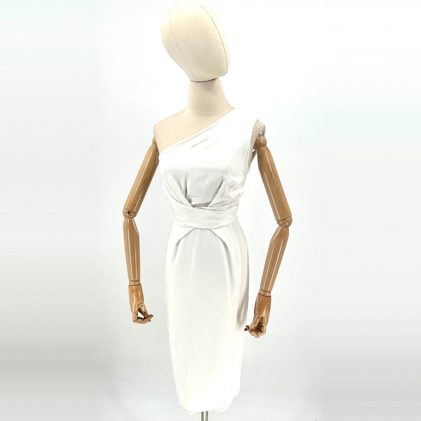 Reiss White Asymmetrical One-Shoulder Twist Waist Cocktail Dress Size XS / US 0-2 / IT 36-38 - 1 Thumbnail