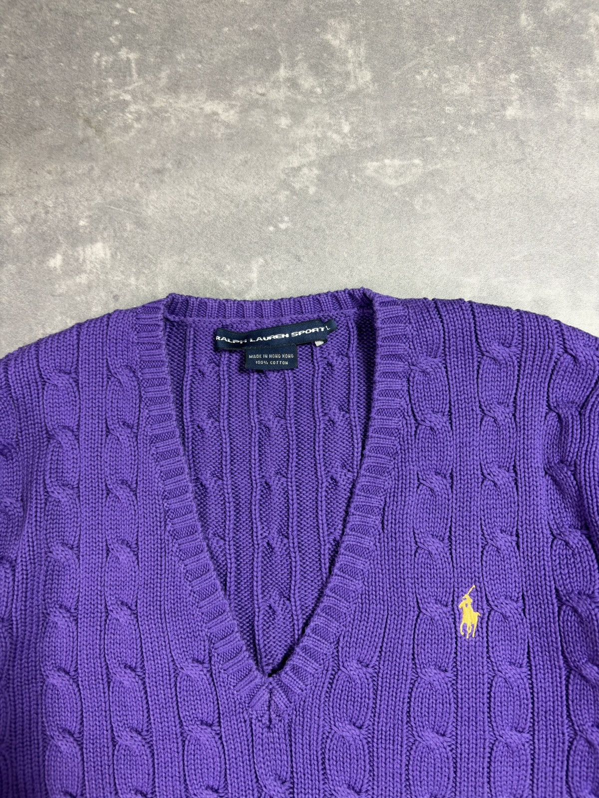 Polo Ralph Lauren Vintage Y2K V-Neck Ralph Lauren Sport Cable Knit Sweater L Size L / US 10 / IT 46 - 8 Thumbnail