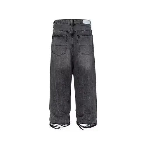 Japanese Brand Black Washed Damage Baggy jeans Size US 34 / EU 50 - 3 Thumbnail
