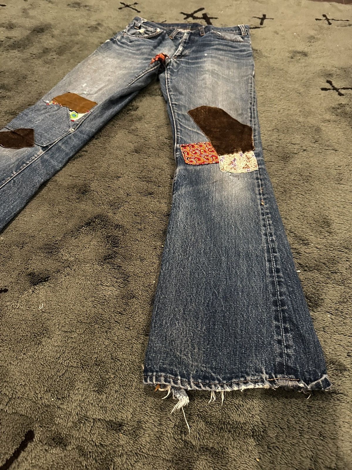 Levi's × Vintage Vintage 70’s Patchwork Big E Flared Orange Tab Levis Size US 29 - 16 Thumbnail