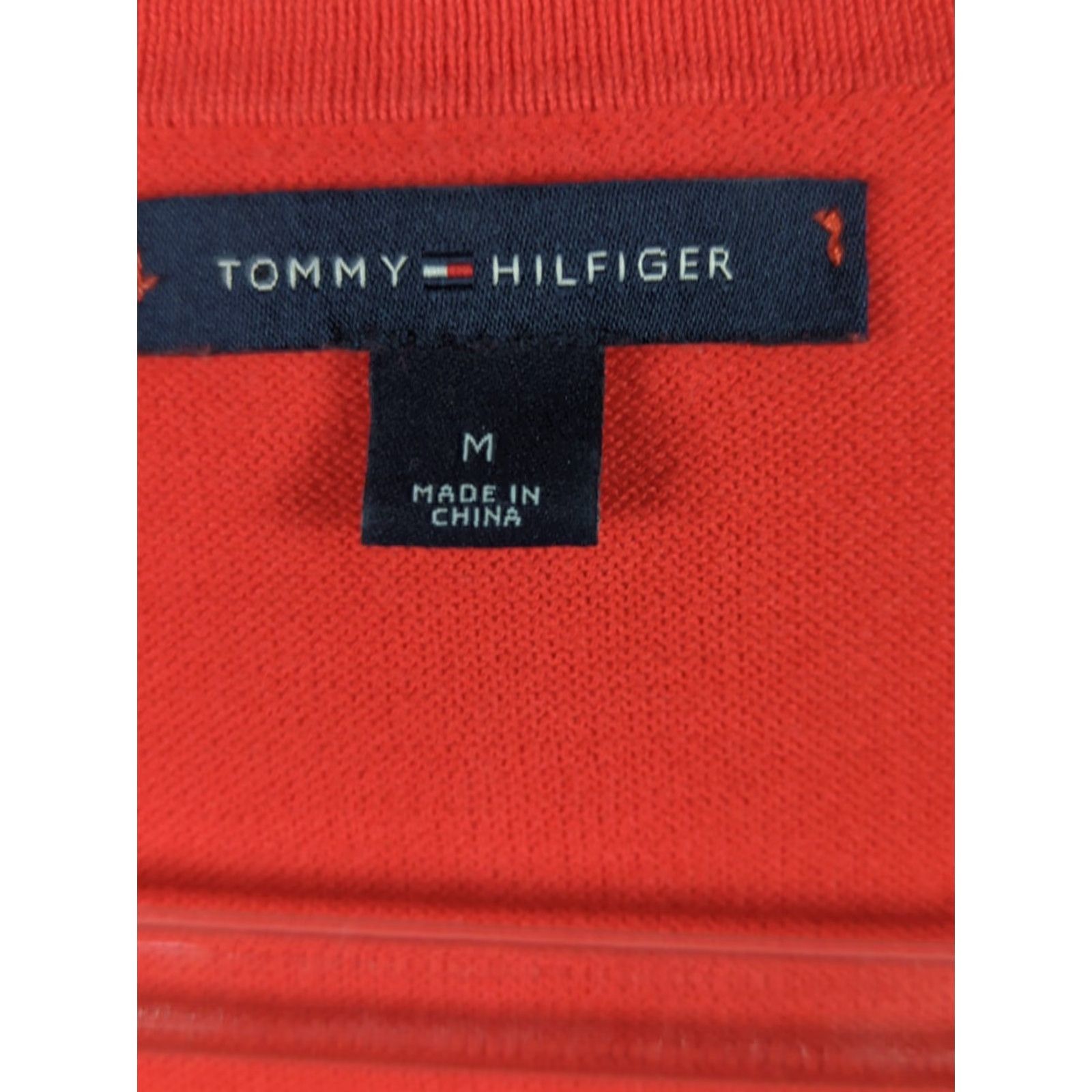 Tommy Hilfiger Tommy Hilfiger Womens M Argyle Diamond V-Neck Cotton Knit Sweater Pullover Long Sleeve Logo Embroidered Orange Red Size M / US 6-8 / IT 42-44 - 3 Thumbnail