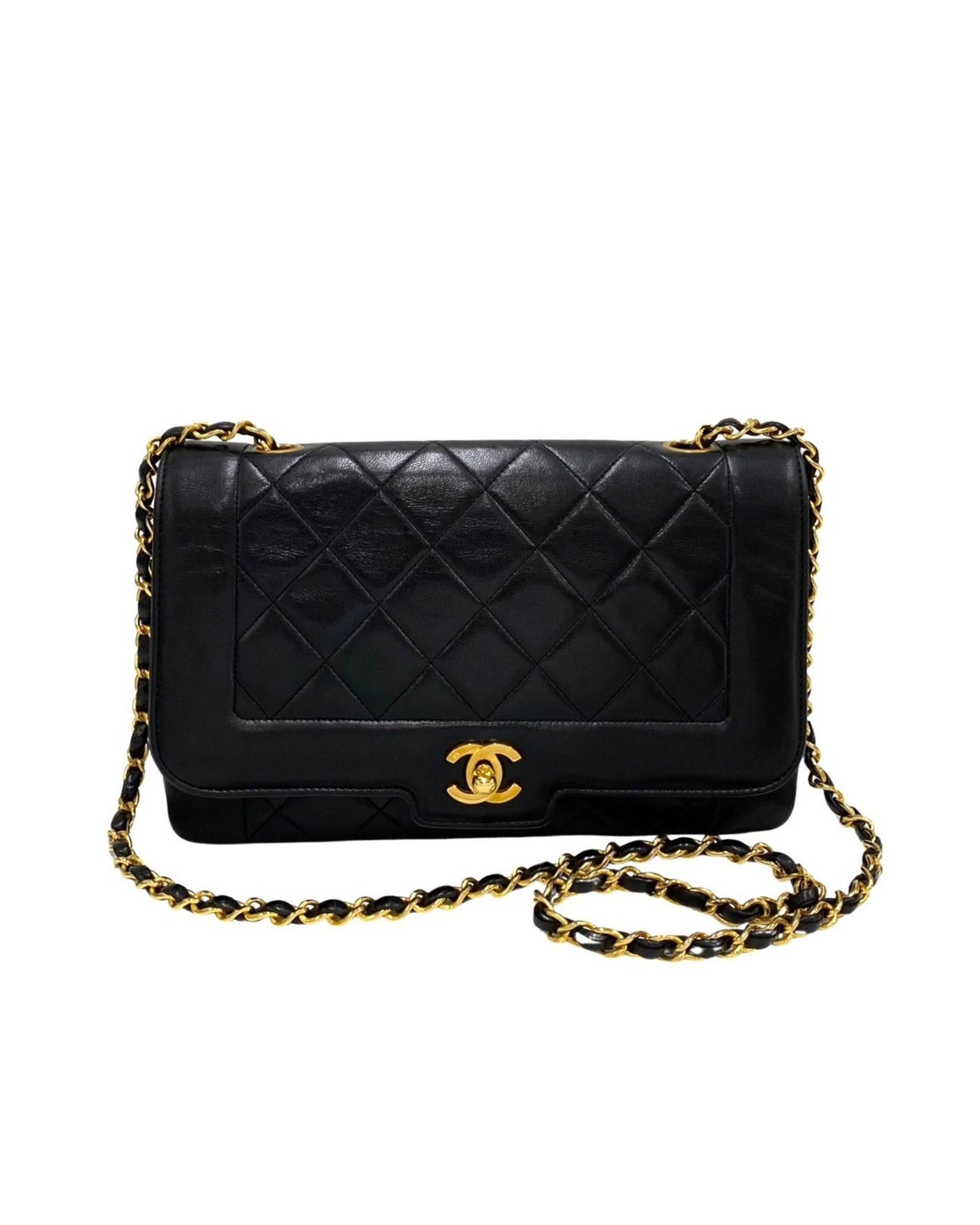 image of Chanel Black Leather Shoulder Bag, Women's