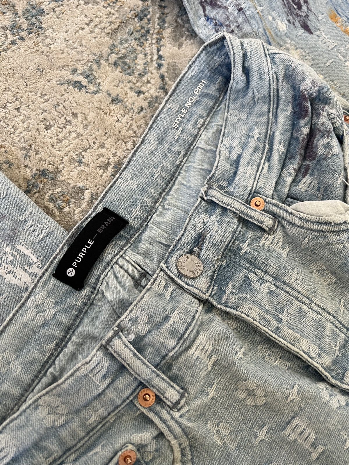 Purple Brand Purple Brand Monogram Painted Jeans Size US 33 - 6 Thumbnail
