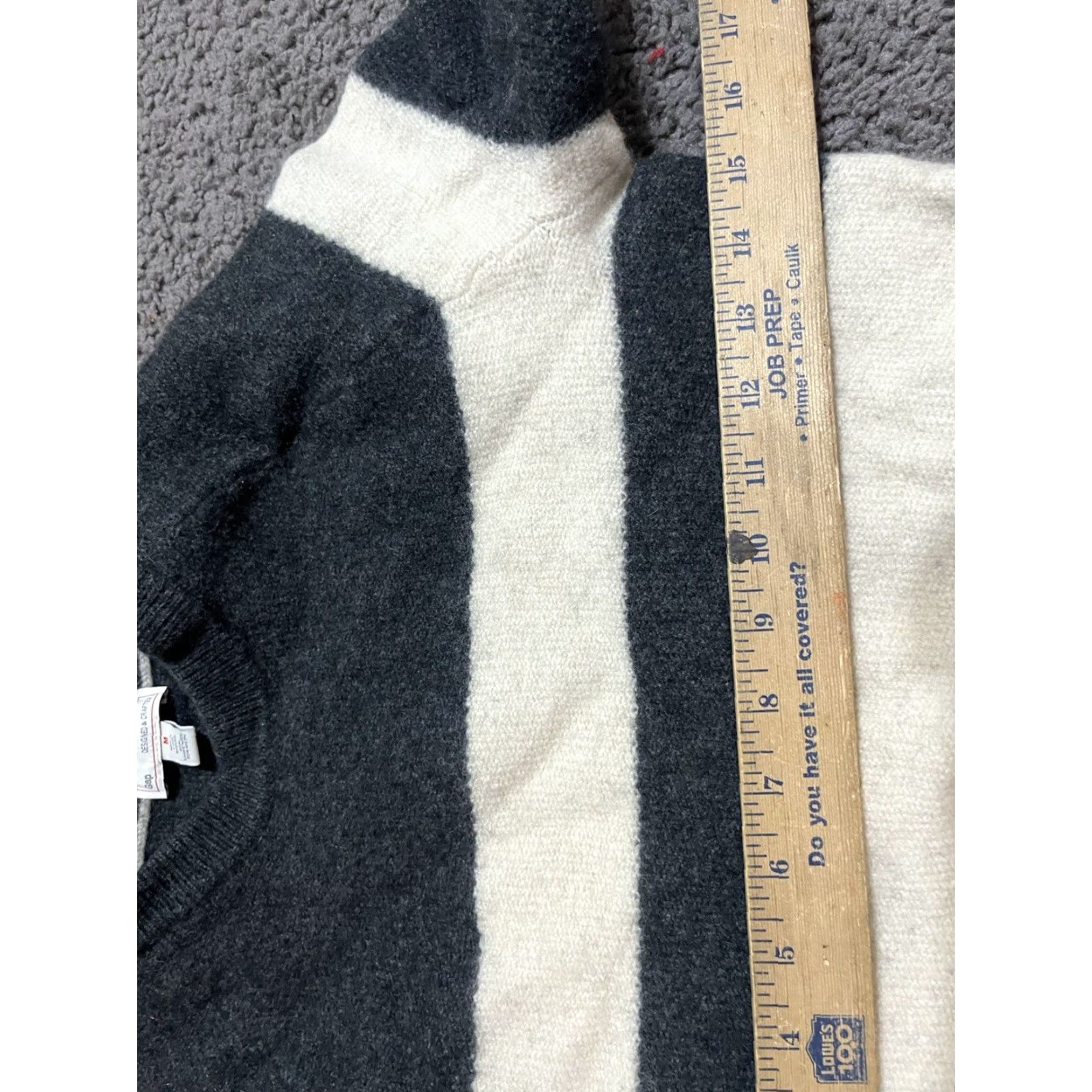 Gap Gap Knit Sweater Women’s Gray Striped Nylon Lambswool Size M Crew Neck Pullover Casual Fall Winter Spring Size M / US 6-8 / IT 42-44 - 4 Thumbnail