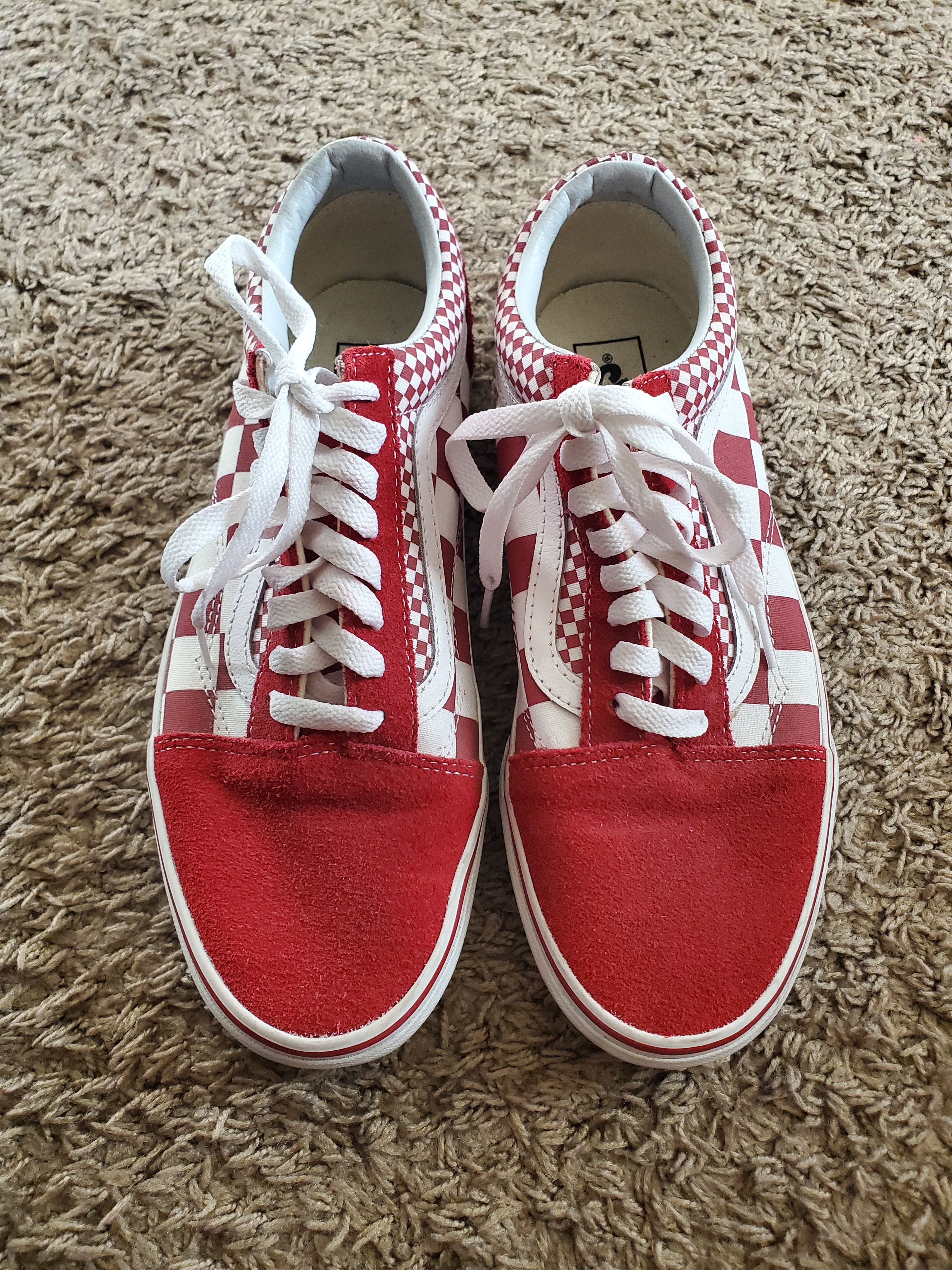 Vans Red + White Old Skool Checkerboard Shoes (M8.5/W10) Size US 8.5 / EU 41-42 - 1 Thumbnail