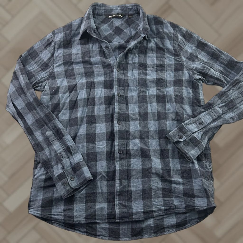 TravisMathew Travis Mathew Long Sleeve Plaid Button-Up Shirt Men L Blue Flannel Size US L / EU 52-54 / 3 - 1 Thumbnail