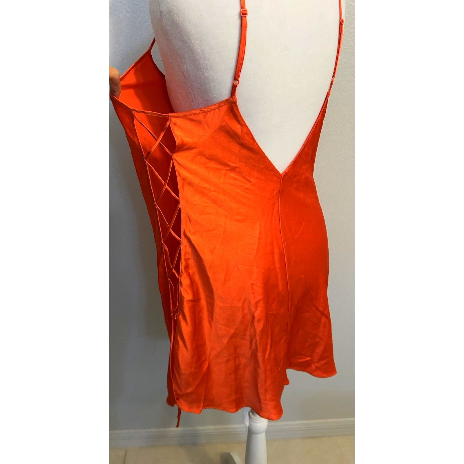 Victoria's Secret Victoria's Secret 100% Silk Slip Dress ORANGE Nightgown L Size ONE SIZE - 5 Thumbnail