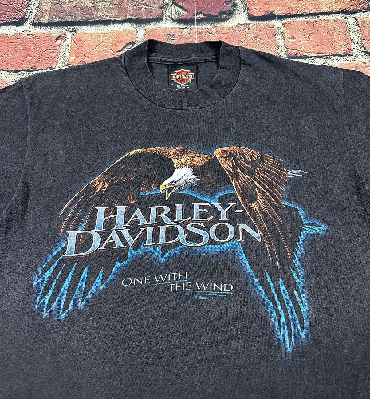 Harley Davidson × Vintage Vintage Harley Davidson One With Wind T Shirt Single Stitch Size US M / EU 48-50 / 2 - 4 Thumbnail