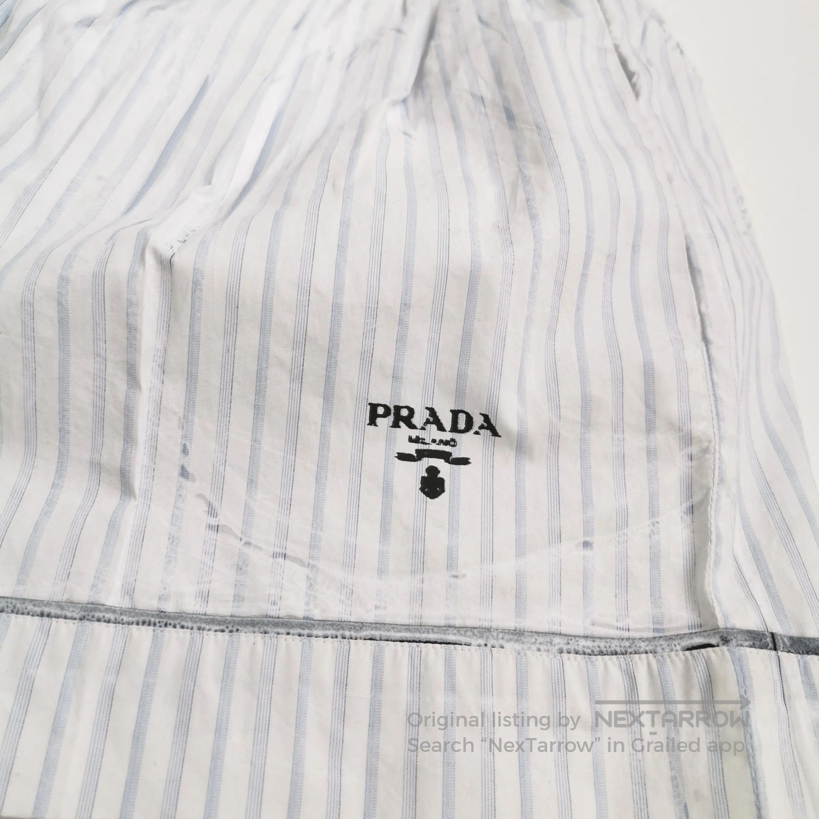 Prada Prada Striped Logo Cotton Shorts for Women . Size 35" - 3 Thumbnail