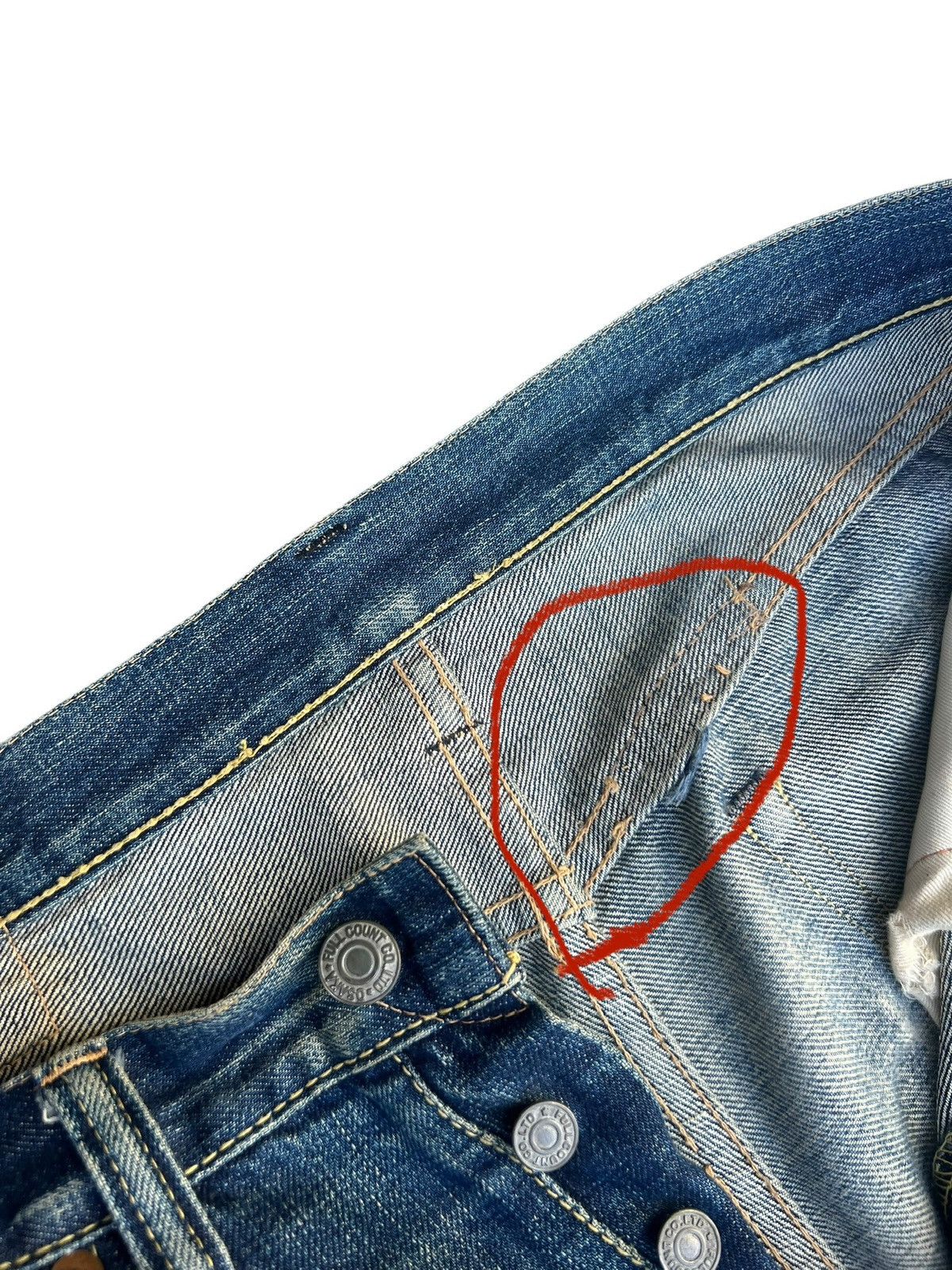 Full Count & Co. Vintage Full Count Trashed Dirty Mud Denim Selvedge Jeans Size US 29 - 7 Thumbnail