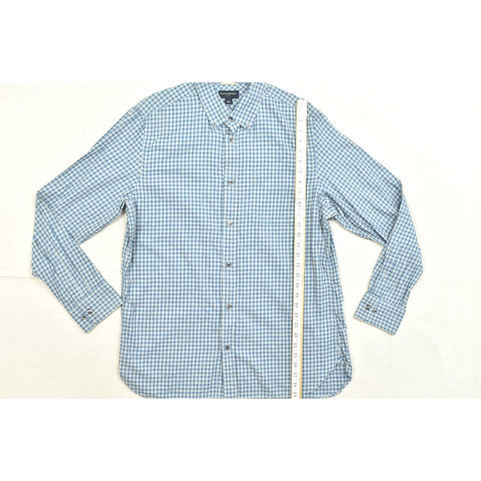 Banana Republic Banana Republic Shirt Button-Down Blue Gingham Cotton Long Sleeve Men L Casual Everyday Size US L / EU 52-54 / 3 - 4 Thumbnail