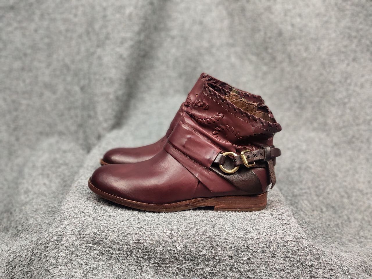 A.S.98 A.S.98 Airstep Design Zip Ankle Boots Shoes Burgundy leather Size US 7 / IT 37 - 10 Thumbnail