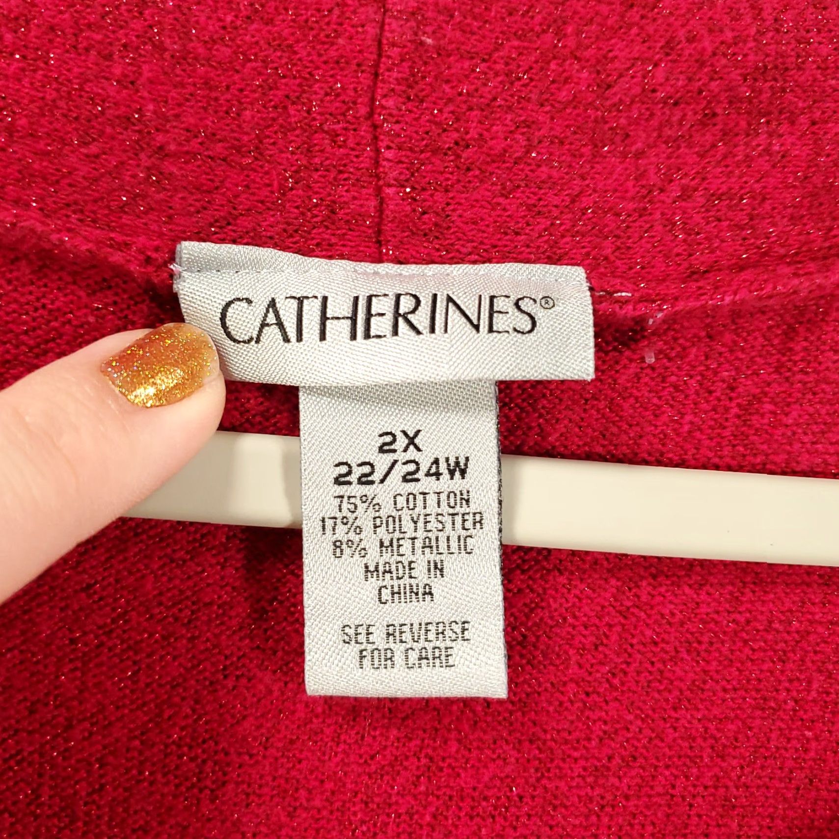 Vintage Catherines Sweater Shirt Womens 2X Dark Pink Cowl Draped Neck Tunic 3/4 Sleeve Knit Lightweight Stretch Size XXL / US 16-18 / IT 52-54 - 5 Thumbnail