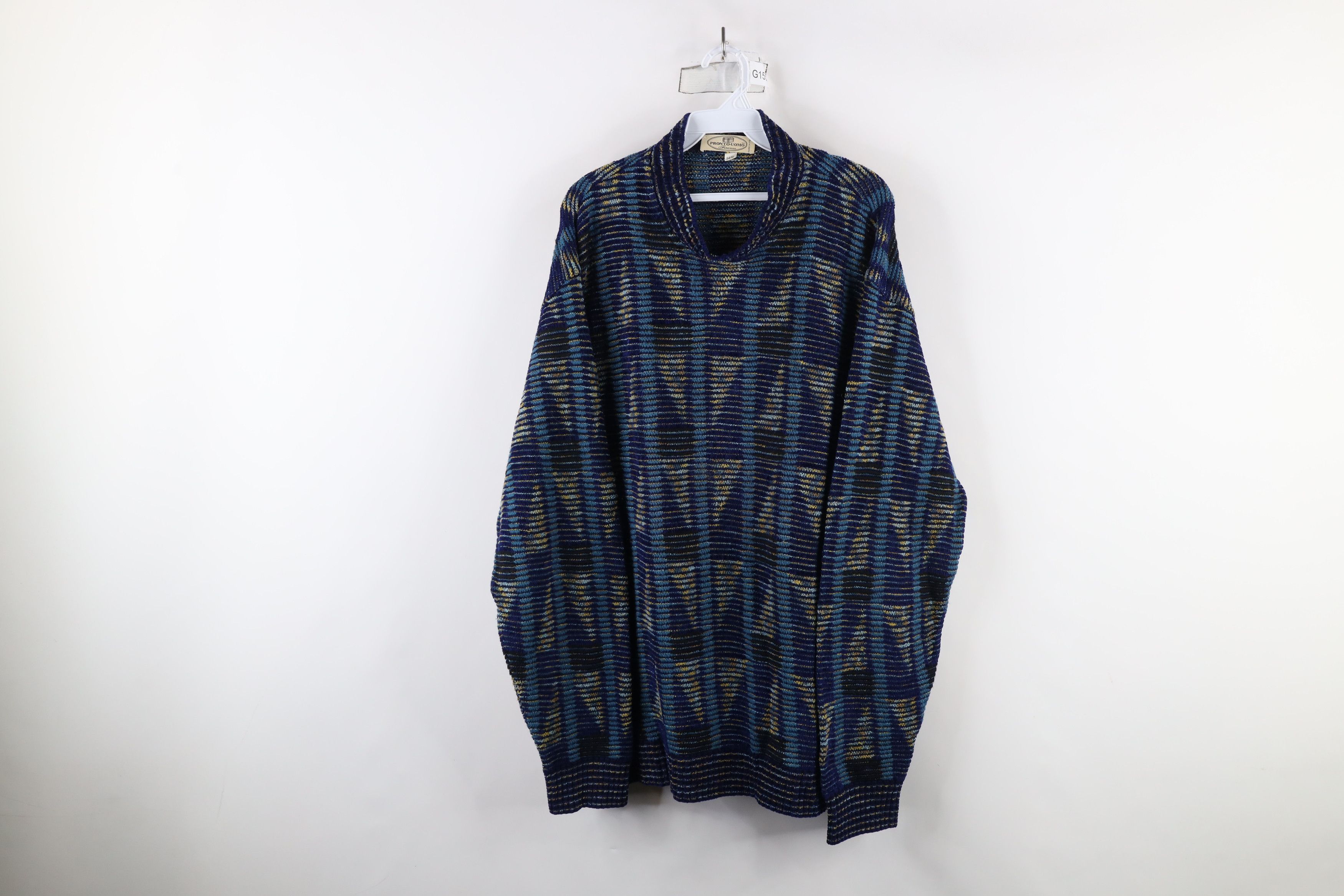 Vintage Vintage 90s Coogi Style Textured Knit Mock Neck Sweater Size US XL / EU 56 / 4 - 1 Thumbnail