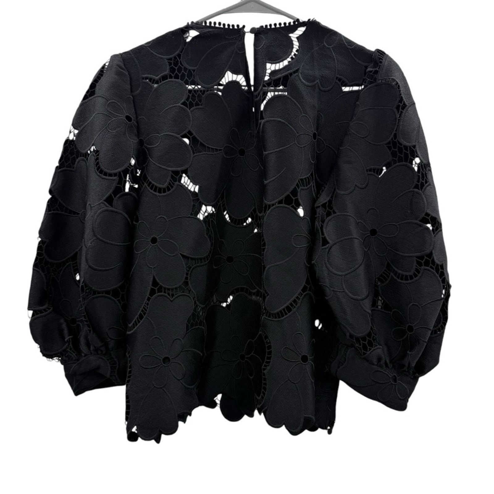 Hunter Bell Hunter Bell Peyton Puff Sleeve Black Floral Embroidered Top Size S / US 4 / IT 40 - 4 Thumbnail