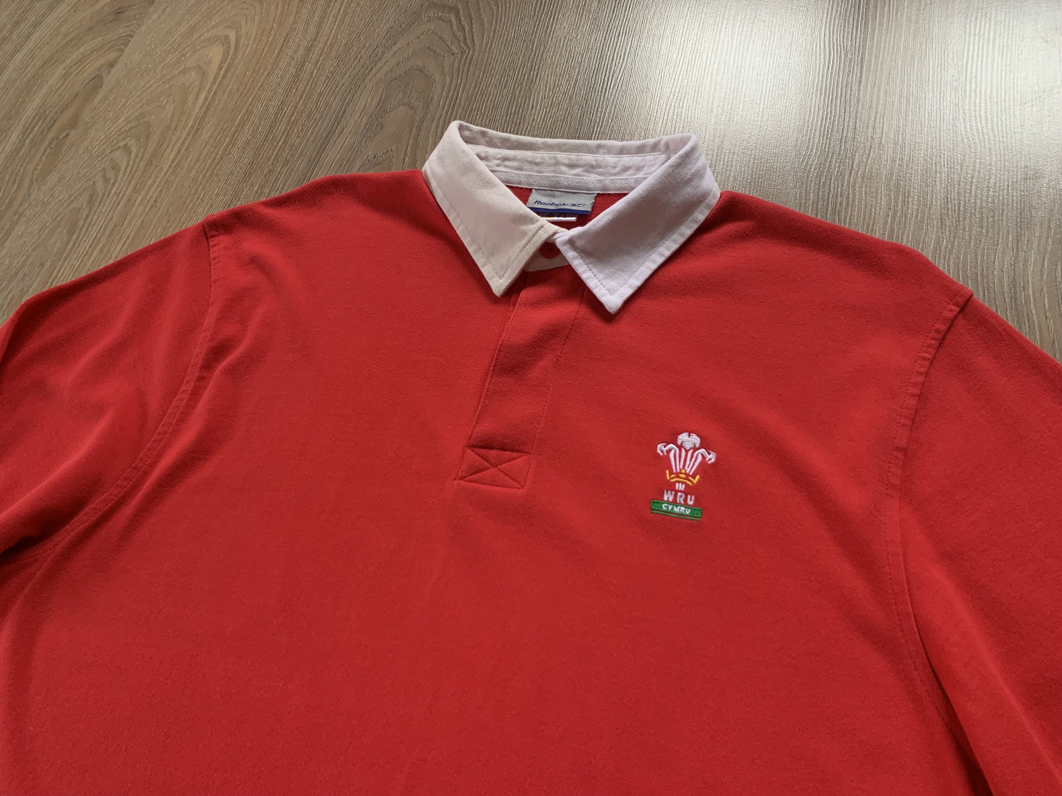 Reebok Rare Reebok Wales Red Cotton Long Sleeve Rugby Polo Shirt Size US L / EU 52-54 / 3 - 4 Thumbnail