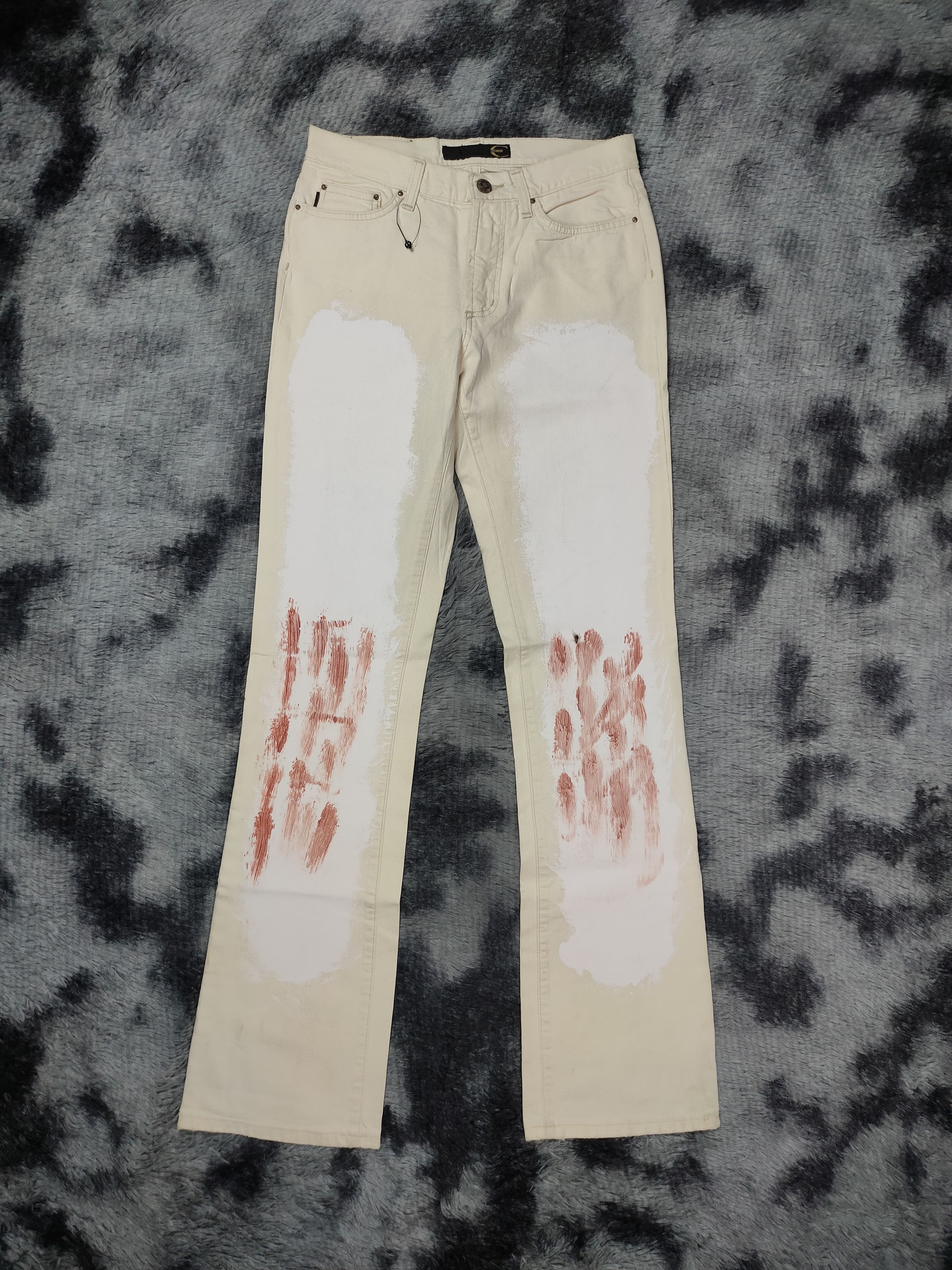 image of Just Cavalli Brushed Painted Jeans in Cream, Women's (Size 26)