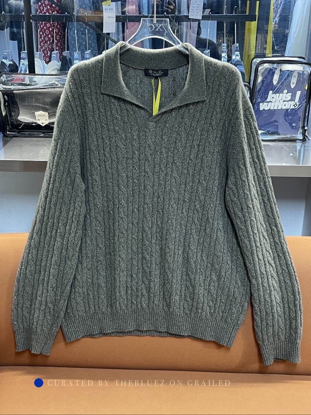Loro Piana Green Cable Knit Collared Sweater Size L Size US L / EU 52-54 / 3 - 1 Thumbnail