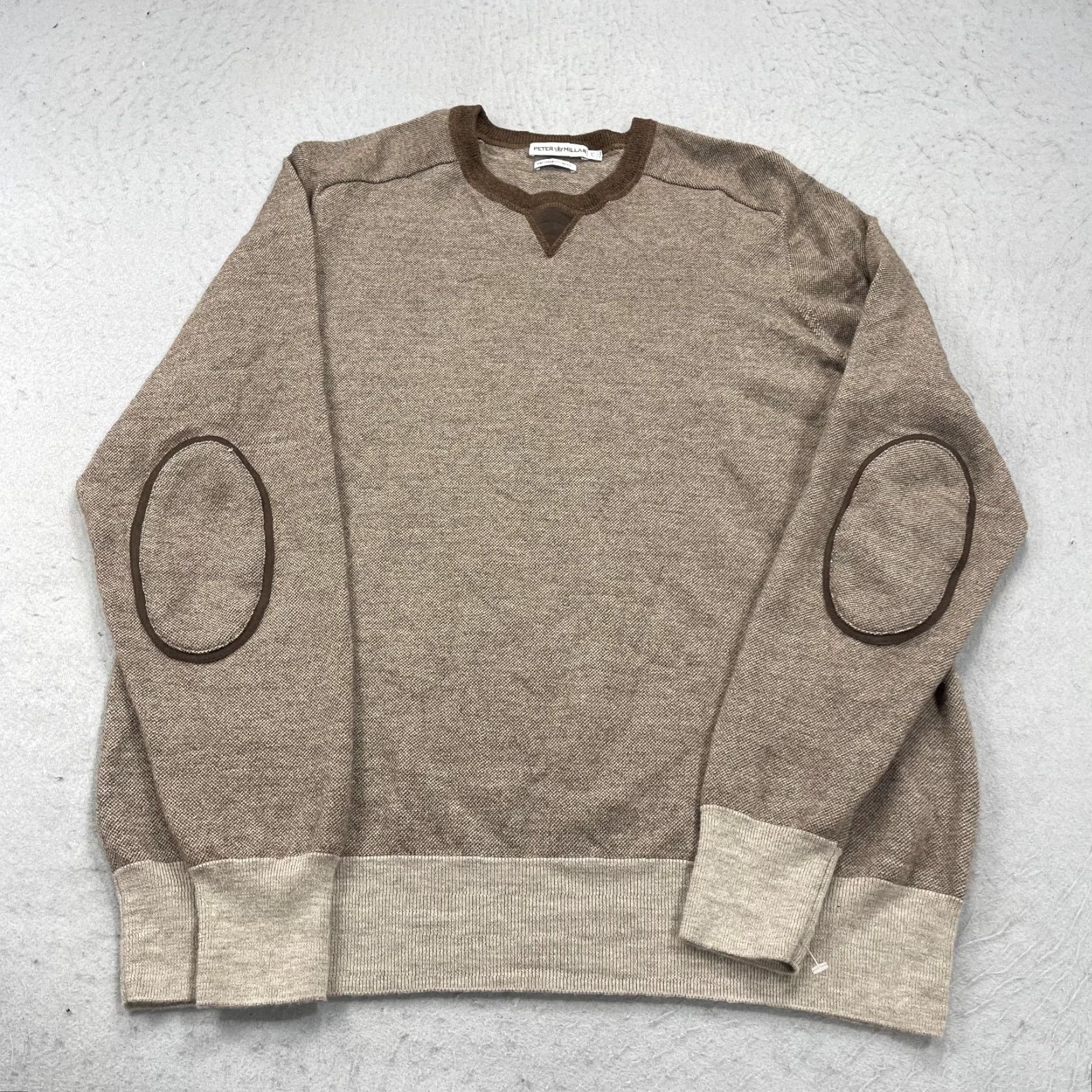 Peter Millar Peter Millar Sweater Mens XL Brown Crewneck 100% Merino Wool Elbow Patch Knit Pullover Classic Golf Style Size US XL / EU 56 / 4 - 2 Thumbnail