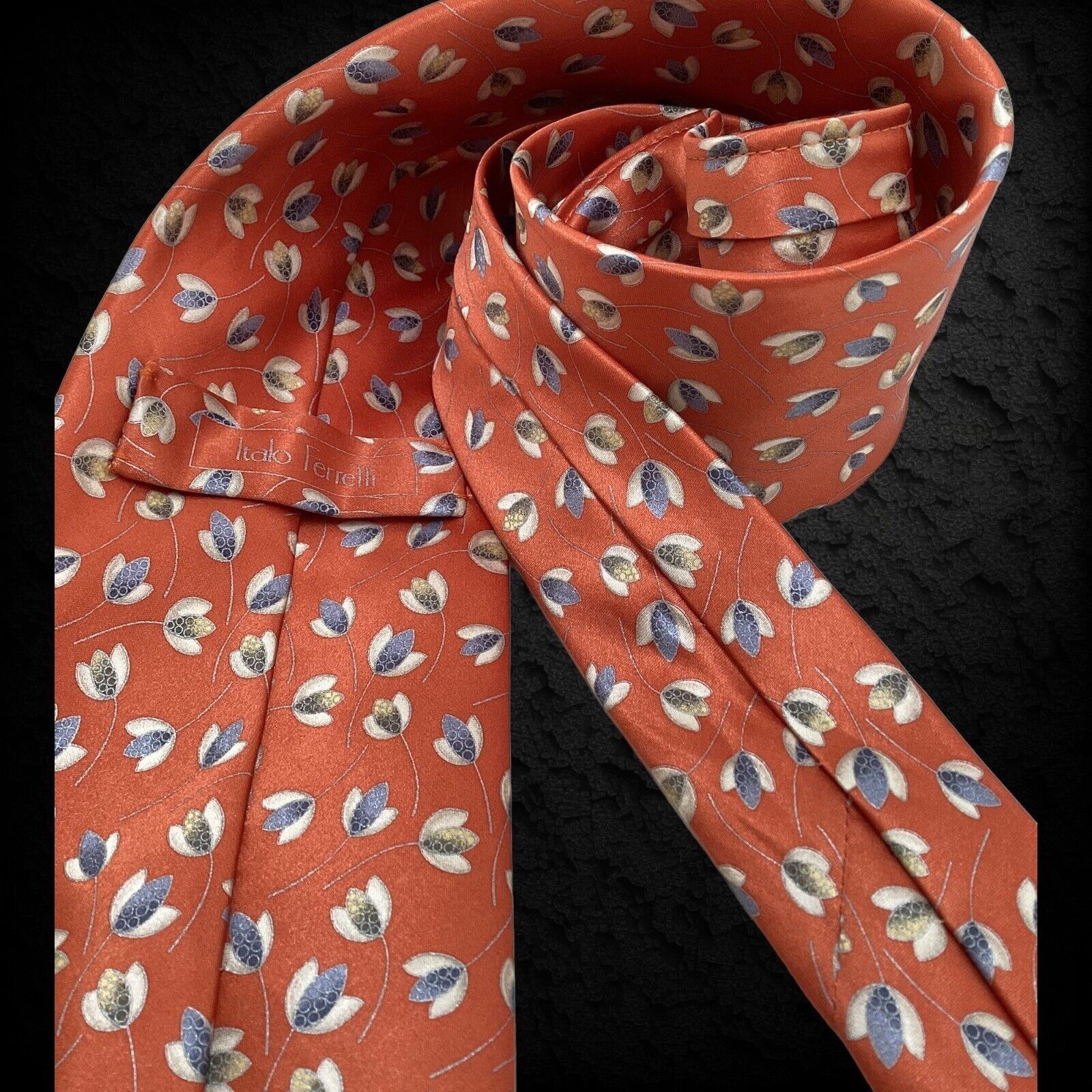Other ITALO FERRETTI Orange Floral Silk Tie Hand Made In Italy Size ONE SIZE - 4 Thumbnail