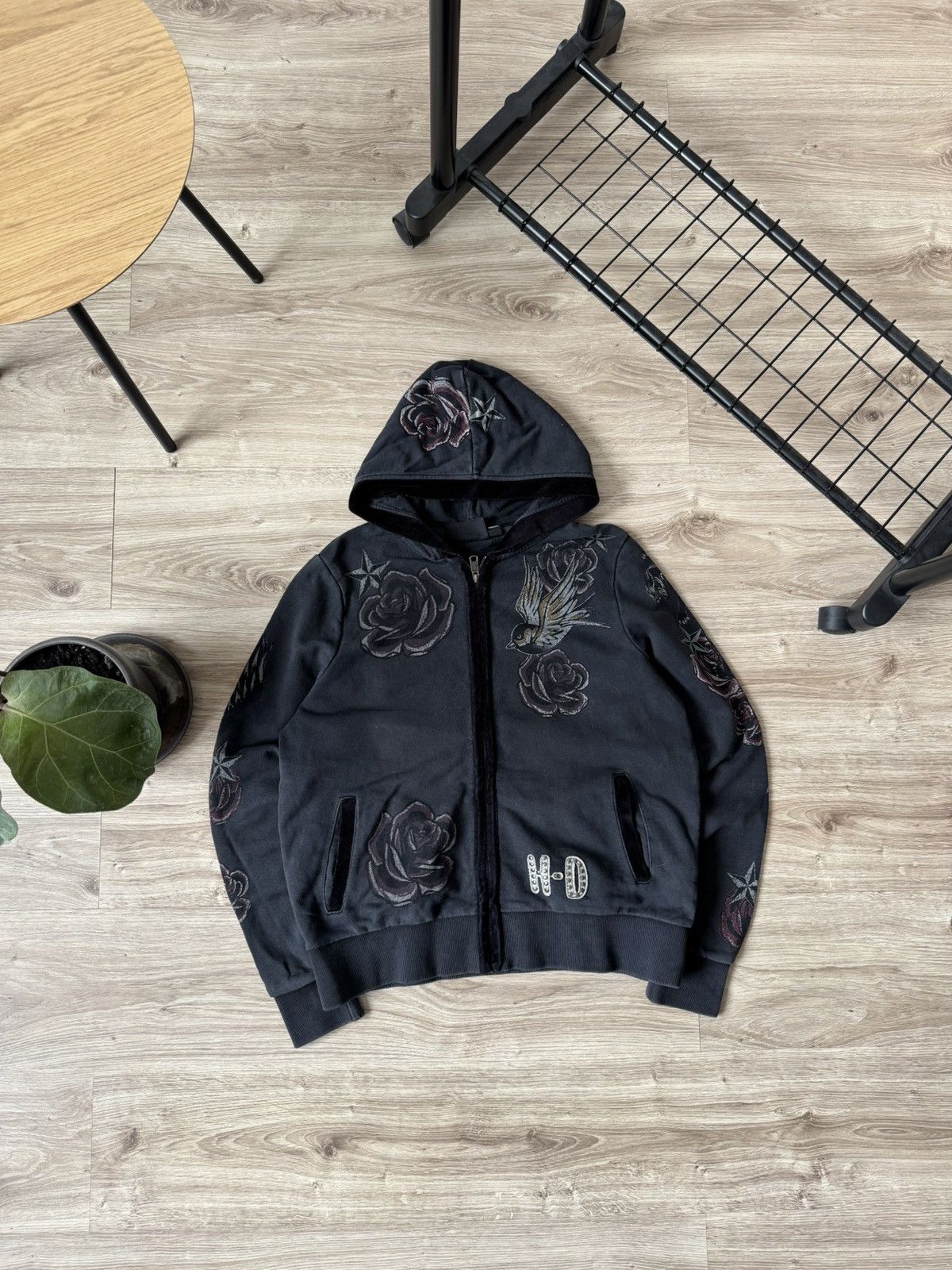 Harley Davidson Vintage Y2K Harley Davidson Tattoo Print Faded Hoodie Size L / US 10 / IT 46 - 1 Thumbnail