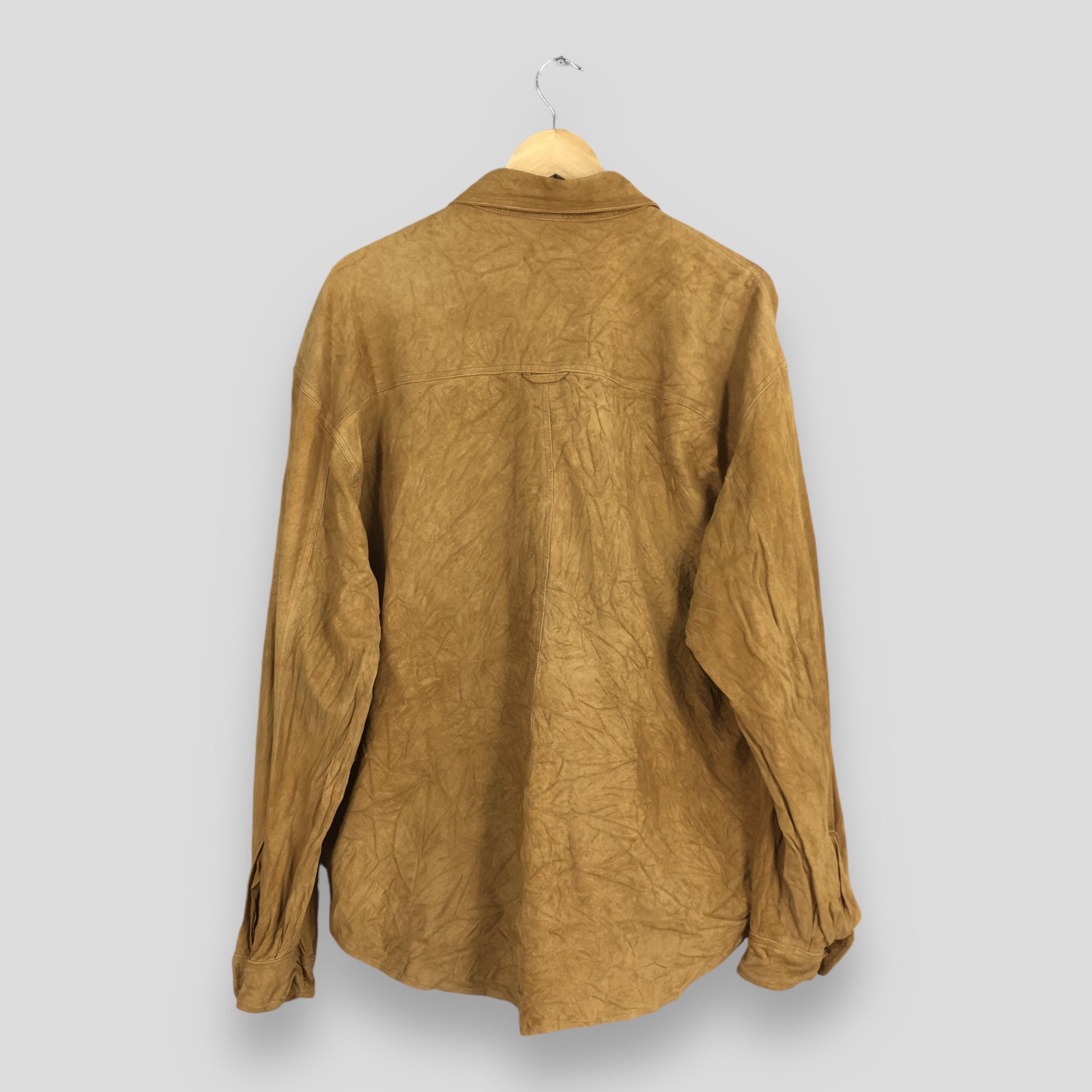 Vera Pelle × Vintage 1980s Vera Pelle Plain Brown Suede Leather Shirt XLarge Size US XL / EU 56 / 4 - 8 Thumbnail