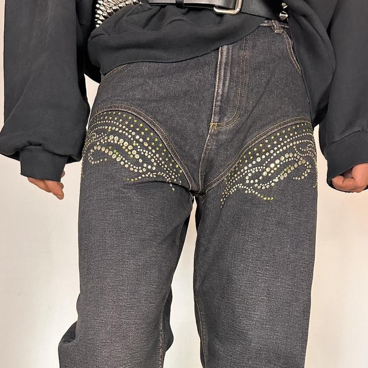 Y/Project Y-PROJECT Black Rhinestone Western Cowboy Jeans - 36x32" Size US 36 / EU 52 - 7 Thumbnail