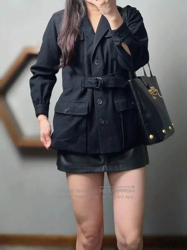 Yves Saint Laurent YSL Black Wool Women's Coat . Size XXS / US 00 / IT 34 - 3 Thumbnail