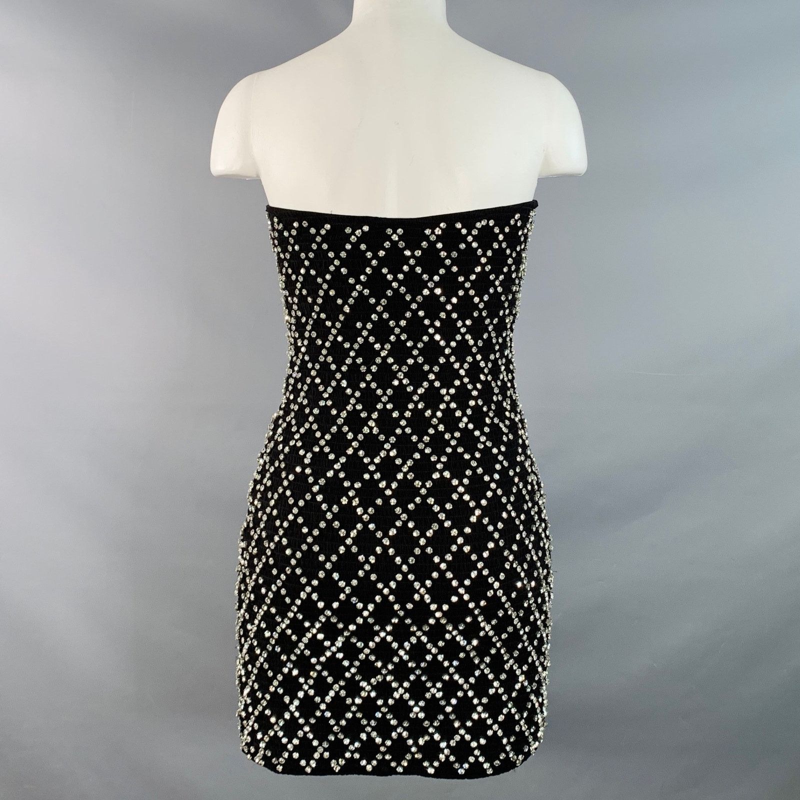 Retrofete RETROFETE Viscose Crystal Embellishment Strapless Dress Size S / US 4 / IT 40 - 4 Thumbnail