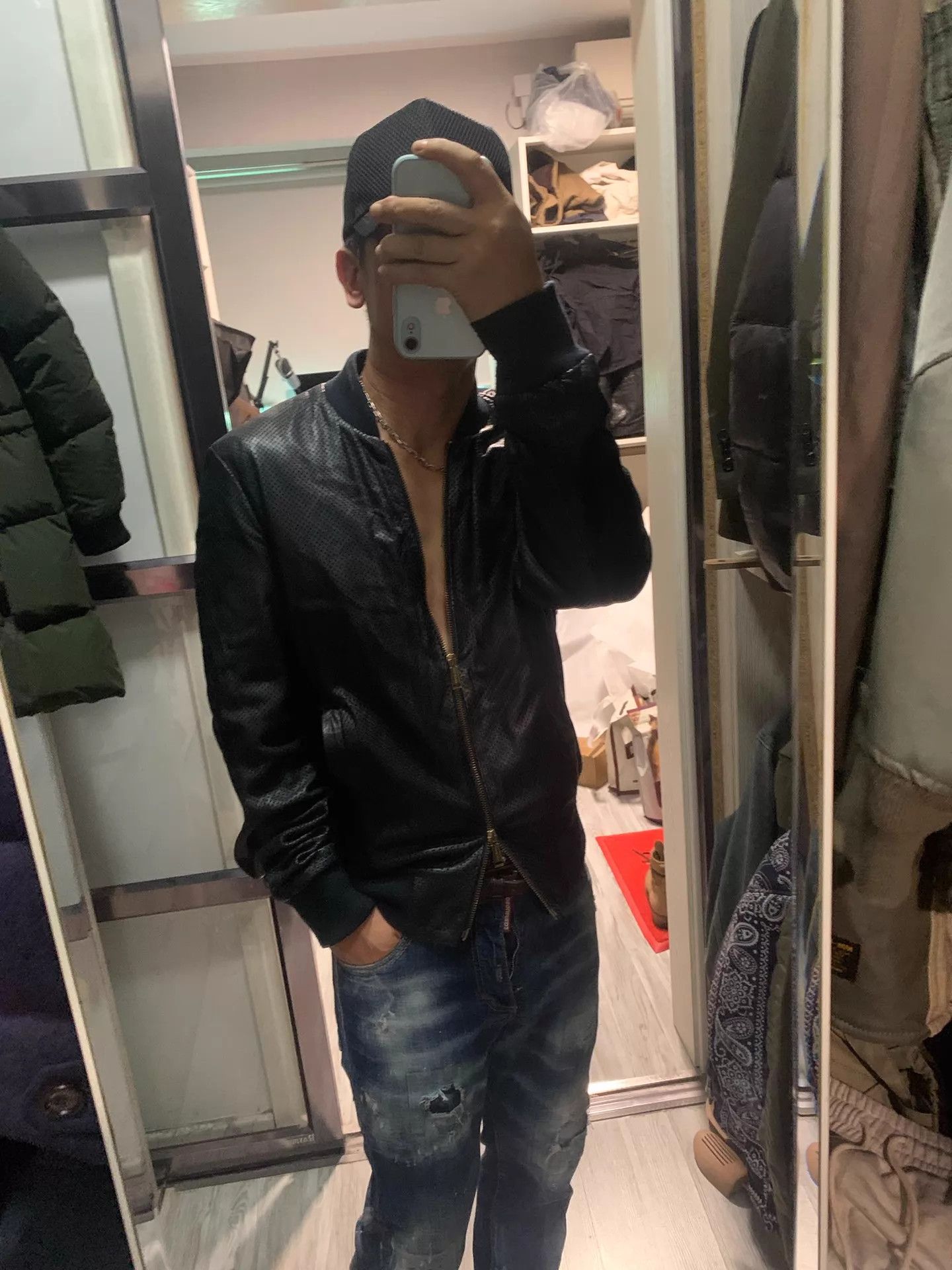 Dsquared2 Dsquared2 Perforated Lambskin Leather Jacket Size 48 Size US M / EU 48-50 / 2 - 6 Thumbnail
