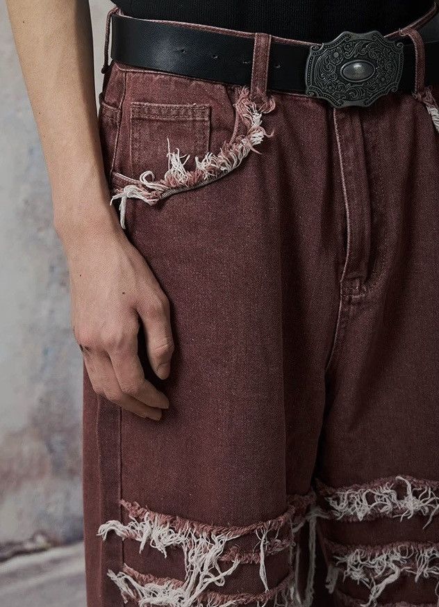 Japanese Brand × Vintage Avant garde fashion punk damage distressed ripped jeans Size US 30 / EU 46 - 4 Thumbnail