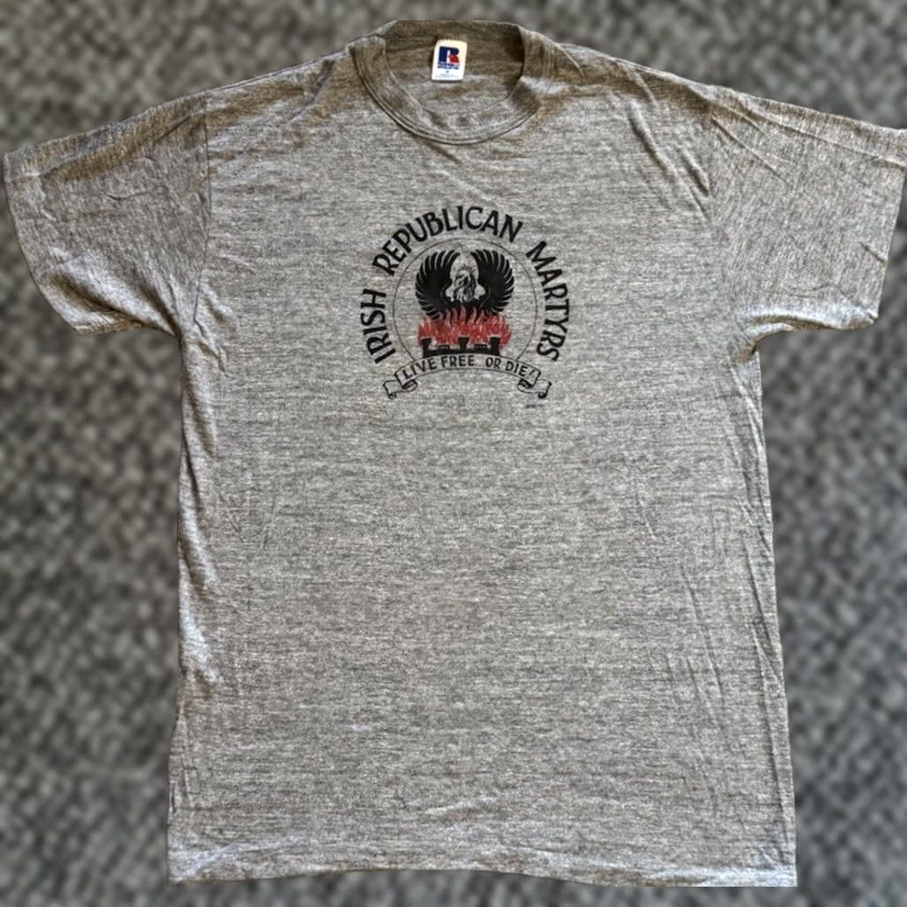 Russell Athletic VINTAGE 80s Irish Martyrs POW T Shirt Sz M The Troubles Bobby Sands Long Kesh Shirt Mens Gray 80s Russell Athletic Size US M / EU 48-50 / 2 - 1 Thumbnail