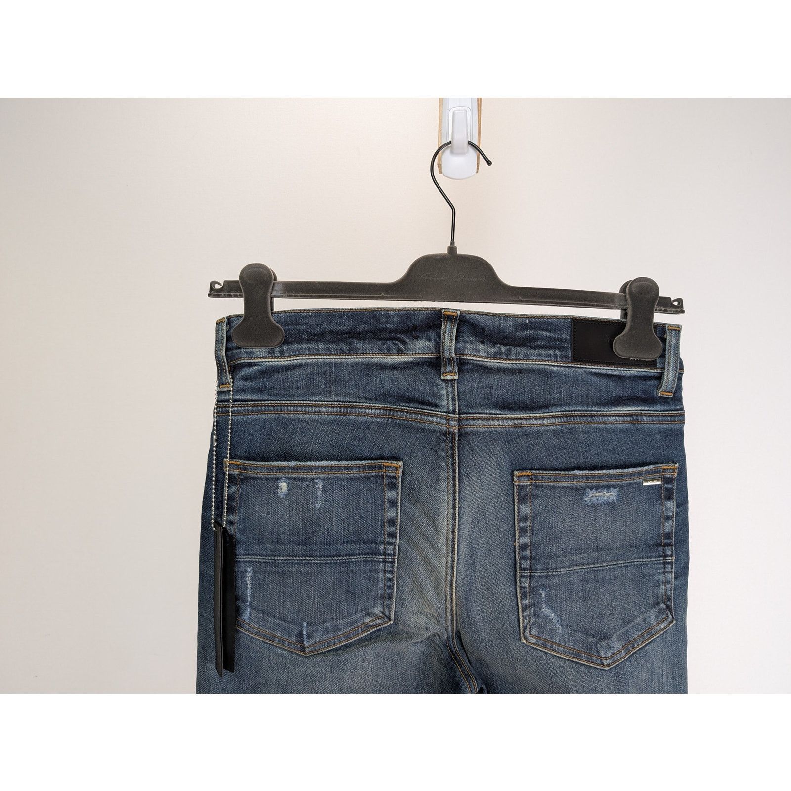 Amiri o1rshd1 Plaid Thrasher Denim Jeans in Deep Classic Blue Size US 36 / EU 52 - 9 Thumbnail
