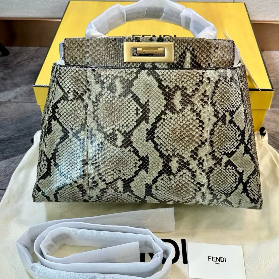 Fendi FENDI Peekaboo mini multi-color snake skin handbag Size ONE SIZE - 1 Thumbnail