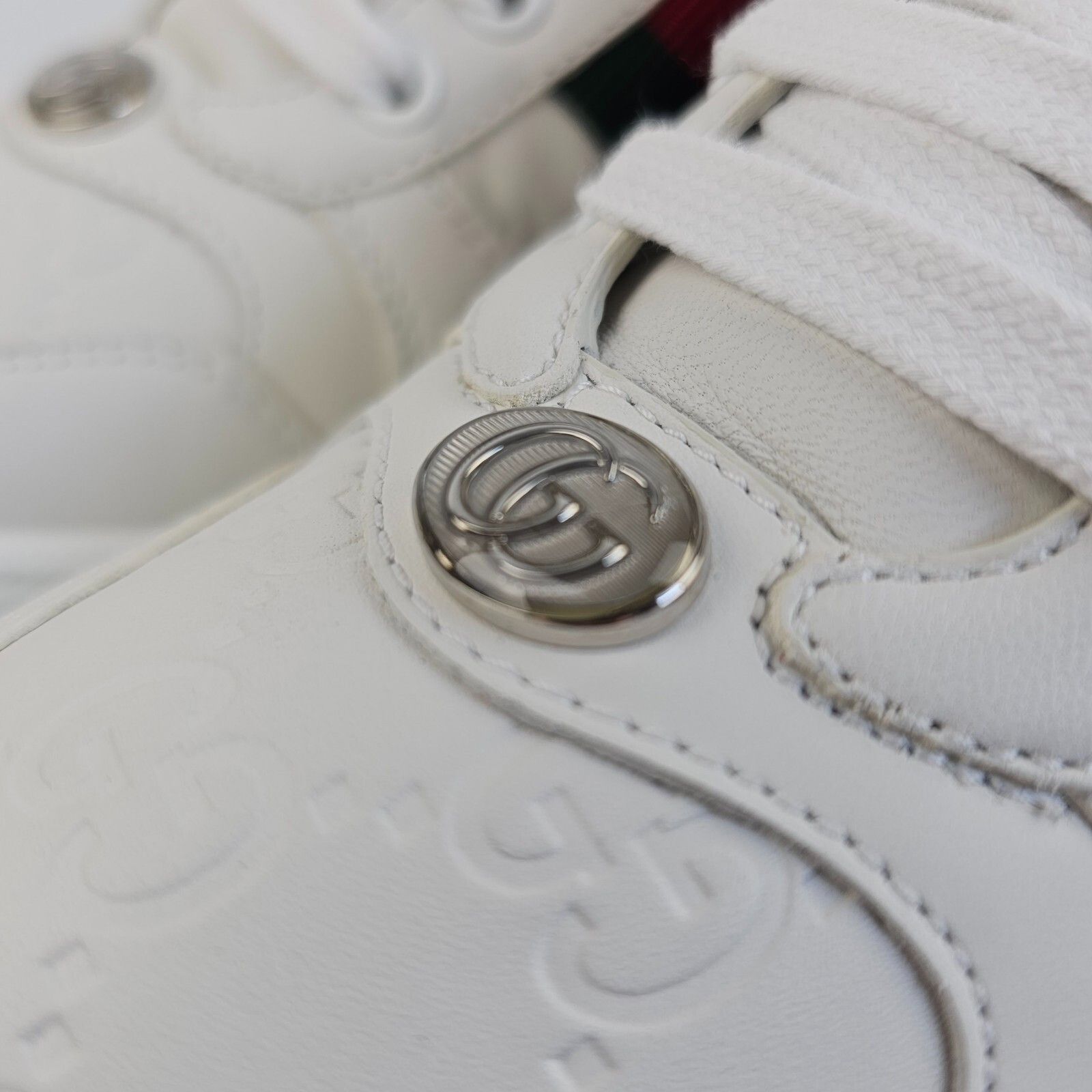 GUCCI Screener Women's White Leather Low Top Sneakers New (W
