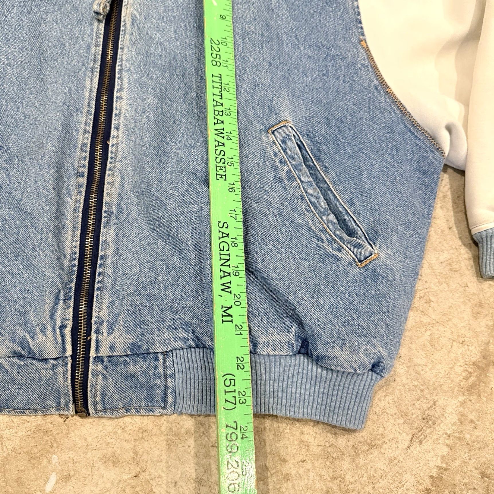 Vintage VINTAGE UNIONBAY Jacket Mens M Blue Denim Bomber Zip Quilt Line Spellout STAINS Size US M / EU 48-50 / 2 - 7 Thumbnail