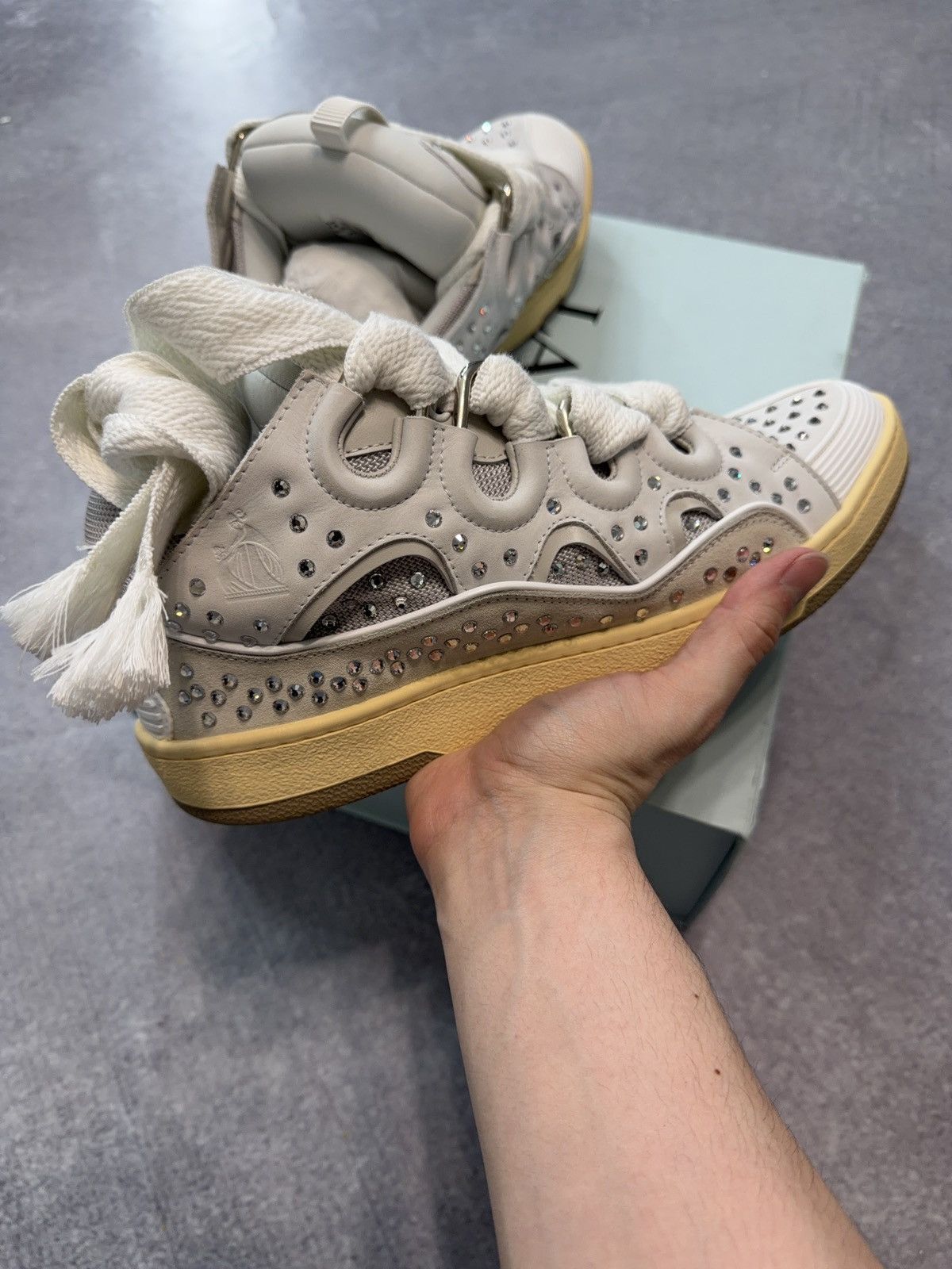 Lanvin Lanvin Curb Rhinestones/ Moon 41 Sneakers White Size US 11 / EU 44 - 4 Thumbnail