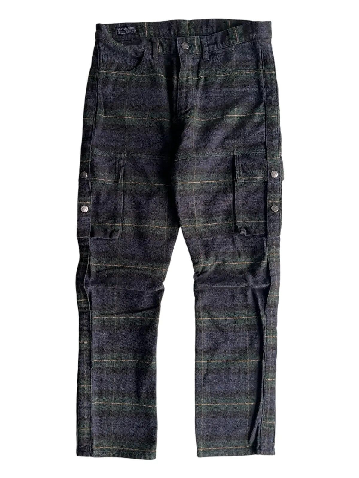 Tsumura FH Plaid Cargo Survival Pocket Parachute Jeans Pants