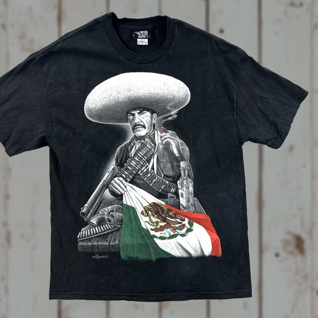 Vintage VINTAGE DGA T-Shirt Mens Graphic Print Black XL Short Sleeve Crew Neck Vicente Fernandez Art Size US XL / EU 56 / 4 - 1 Thumbnail