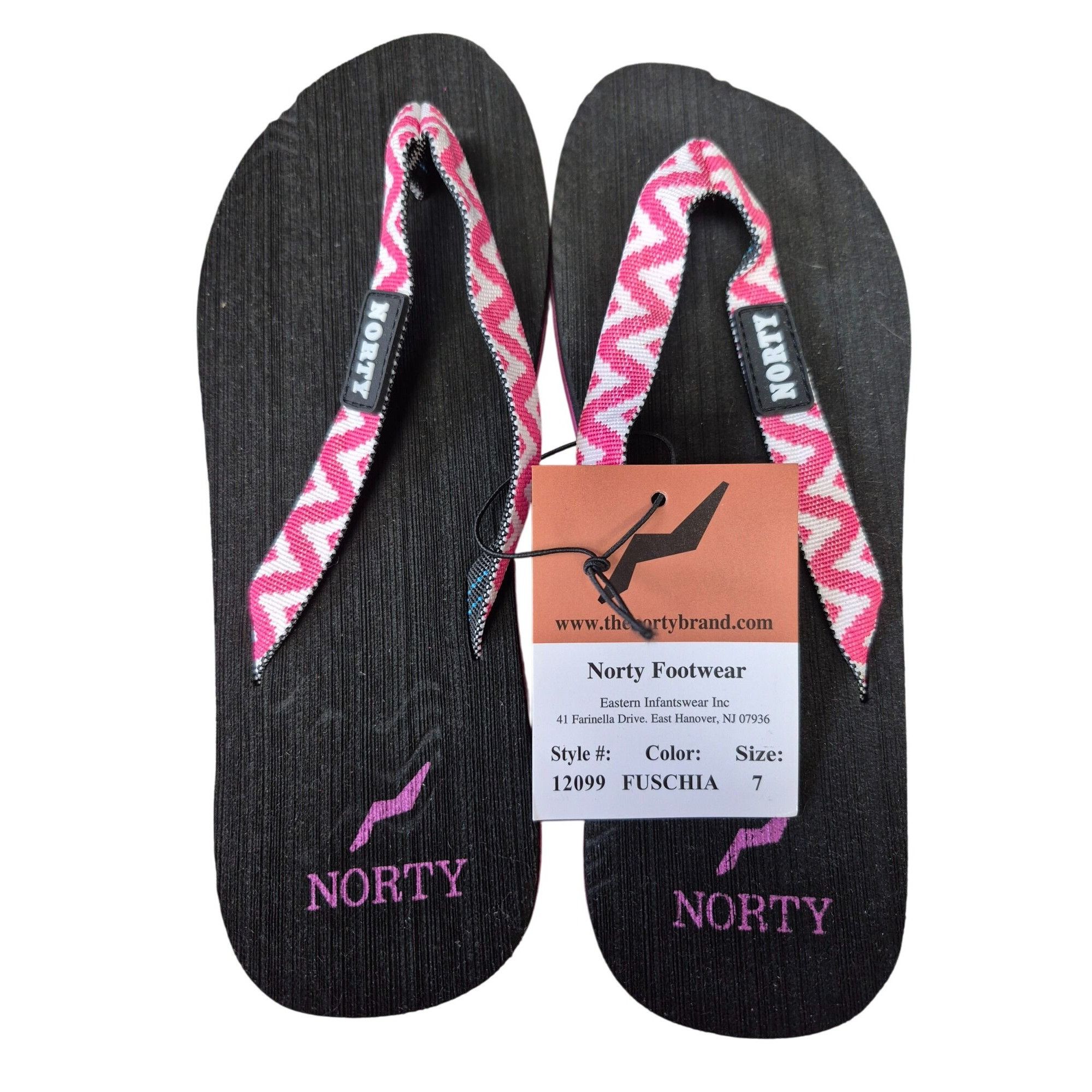 Other Norty Womens Flip Flops Size 7 Fuschia Zigzag Pattern Black Size US 7 / IT 37 - 1 Thumbnail